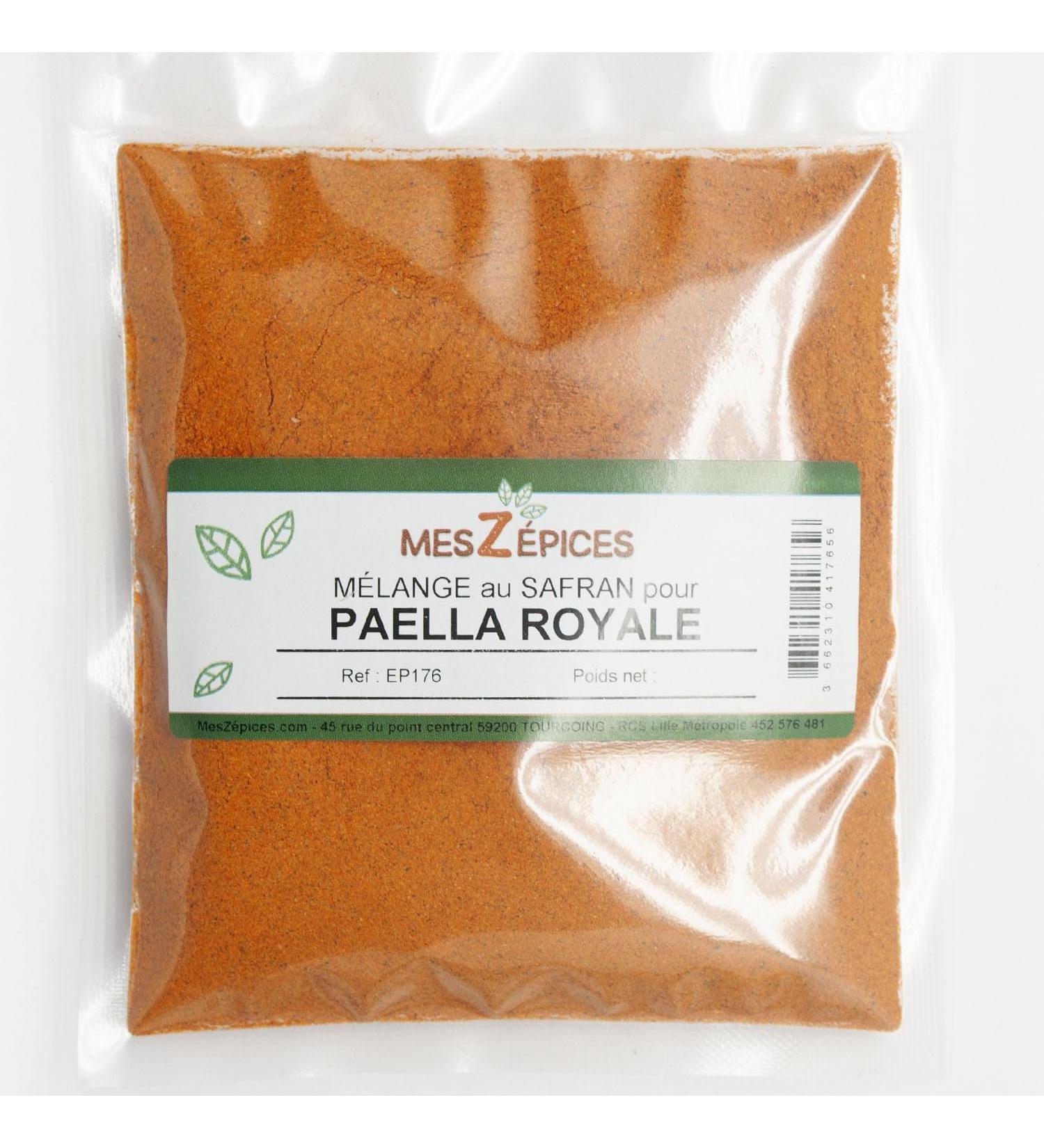 Spices mix for royal paella with saffron in an economical bag of 1 kg