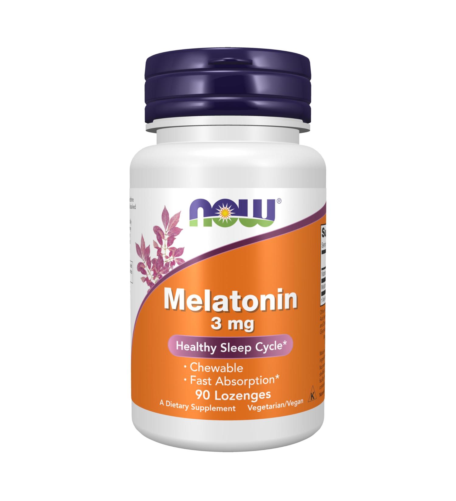 NOW Supplements Melatonin 3 mg Free Radical Scavenger* Healthy Sleep Cycle* 90 Chewable Lozenges 90 Count (Pack of 1) - Buy Online on GoSupps.com