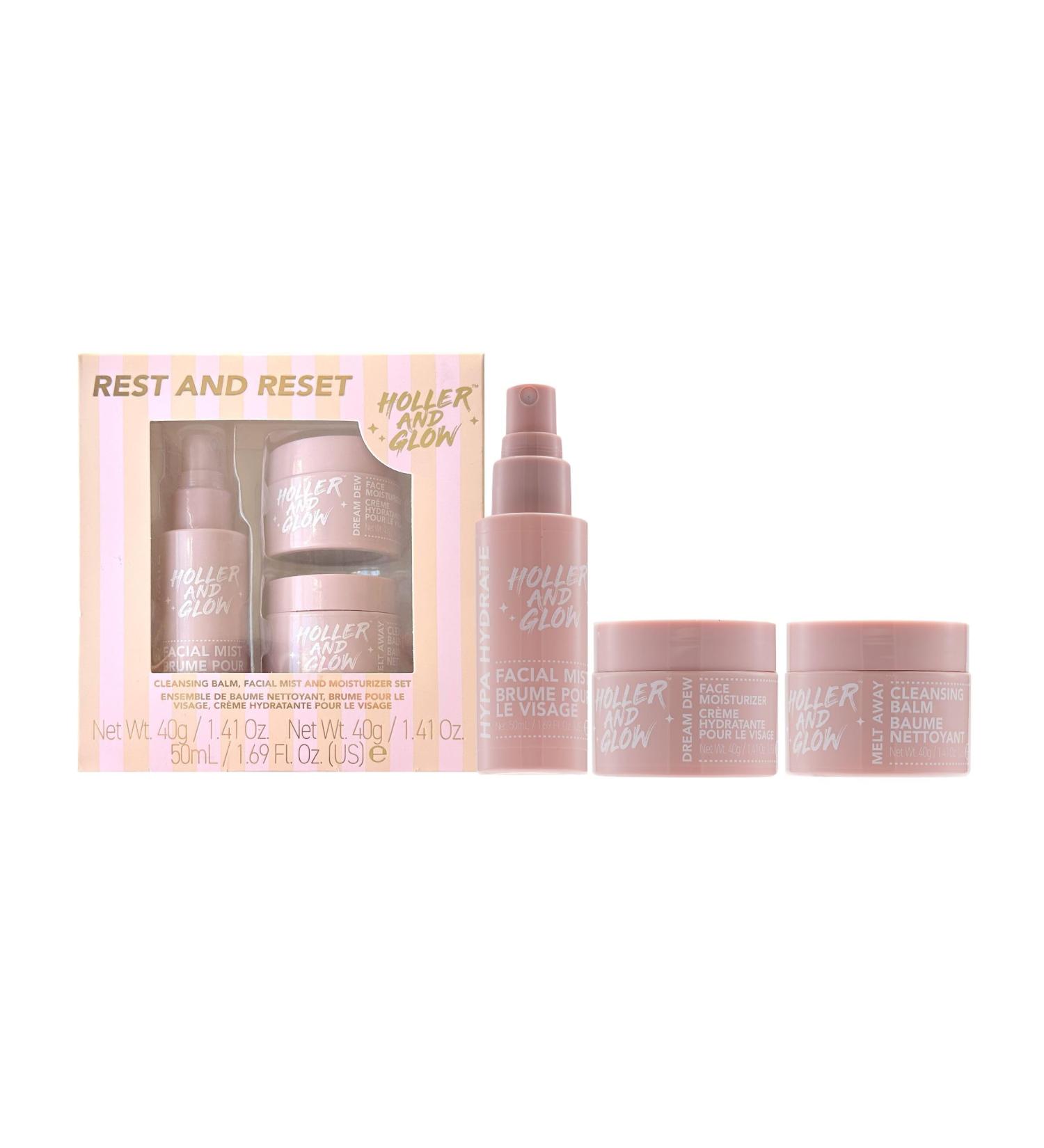 Holler And Glow Rest And Reset Cleansing Balm Facial Mist And Moisturizer Set Hydrating Face Spray Cleanser & Makeup Remover Nourishing Stocking Stuffer For Teen Girls 3 Piece Valentine's Gift - Buy Online on GoSupps.com