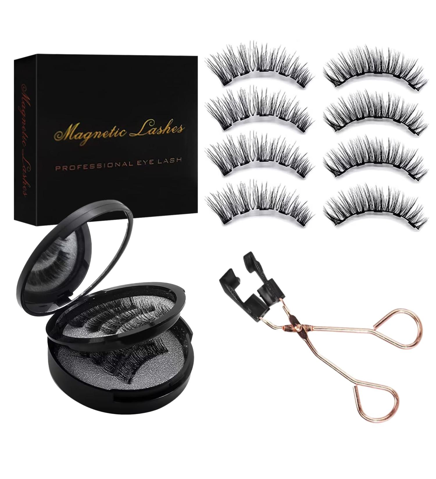 Magnetic Eyelashes - 4 Pairs 3D Reusable | No Glue Natural Look Convenient Extension with Tweezers - Buy Online on GoSupps.com