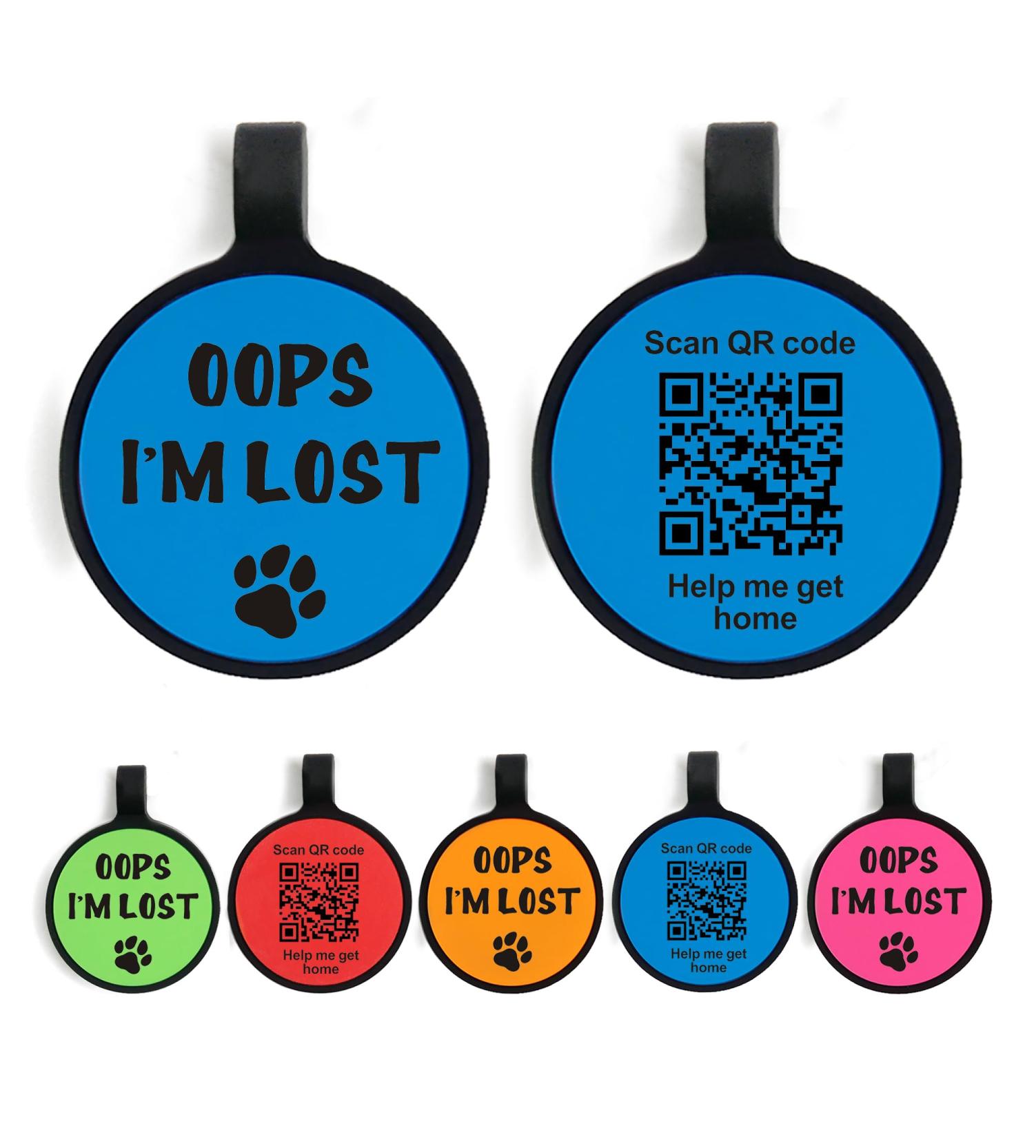 Silicone QR Code Dog Tag for Pet ID | Blue Round Dog/Cat Name Tag | Scan QR for Instant Location Alert - Buy Online on GoSupps.com