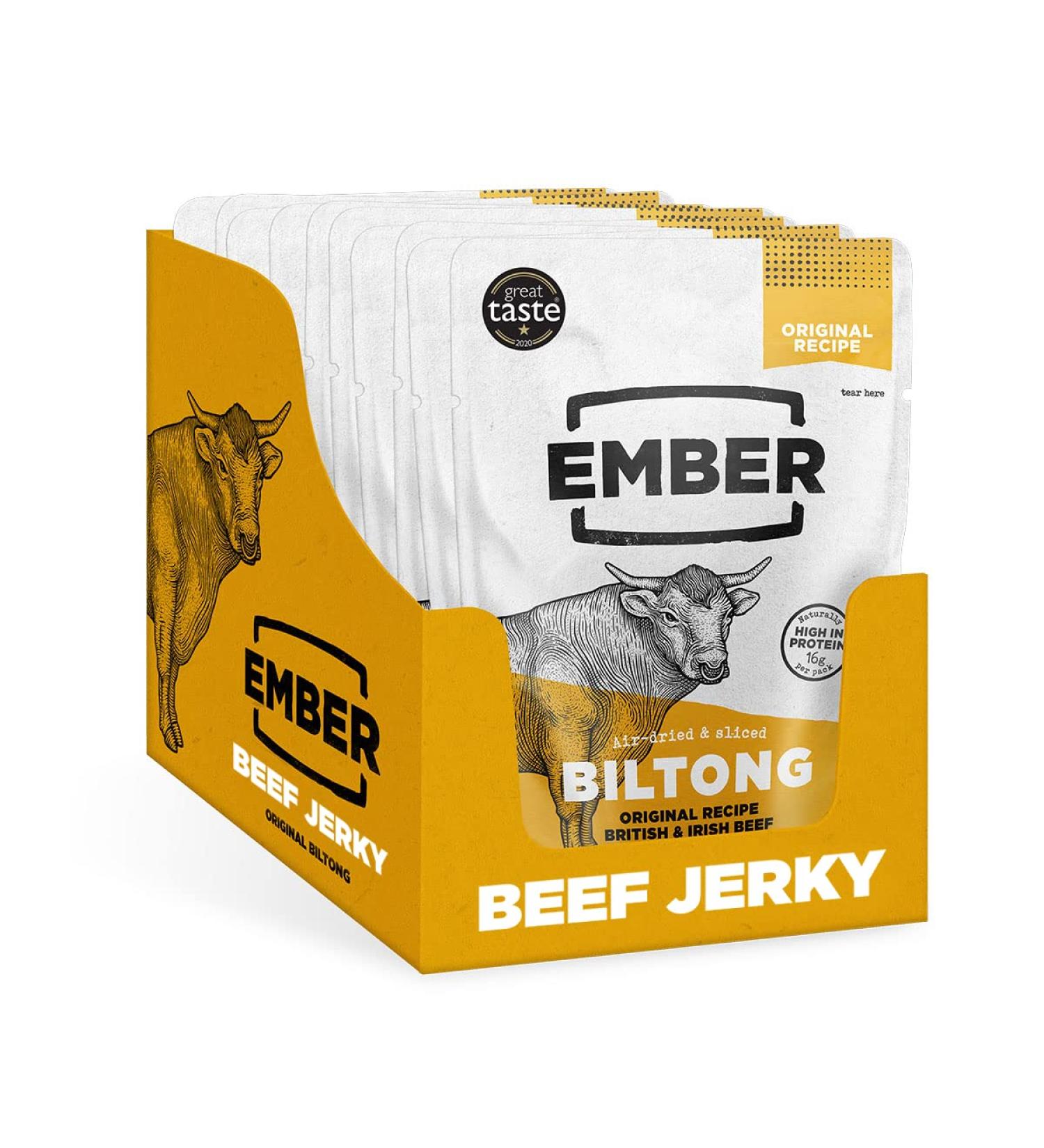  EMBER Ember Snacks: Original Biltong Beef Jerky Flavour (1 x 28g) - Keto Protein Snacks - Snack On The Go - British & Irish Meat - Buy Online on GoSupps.com