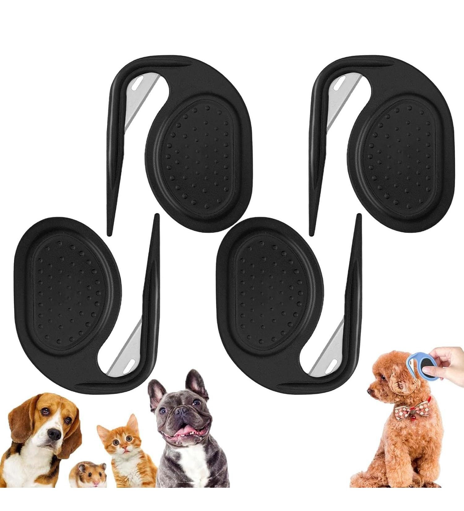Pulunto Dog Comb Set for Pets - 4-Piece Fur Care Kit - Knot Remover Brush & Trimmer for All Sizes - Black - Buy Online on GoSupps.com