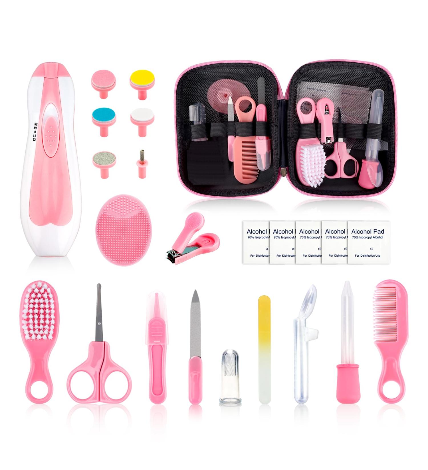 Baby Grooming Kit - 26 in 1 Nursery Essentials Baby Registry Shower Gift for Newborns Infants Toddlers Boys Girls Kids-Safety Baby Comb Brush Finger Toothbrush Nail Clippers Scissors(Pink) - Buy Online on GoSupps.com