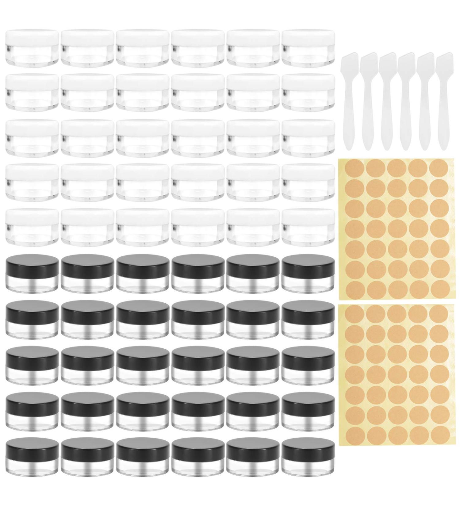 Zitfri 5ml Transparent Cosmetic Jars - 60 Pack Mini Cream Containers with Screw Cap for Lip Balm & Creams - Versatile Black/White Options for Skincare - Buy Online on GoSupps.com