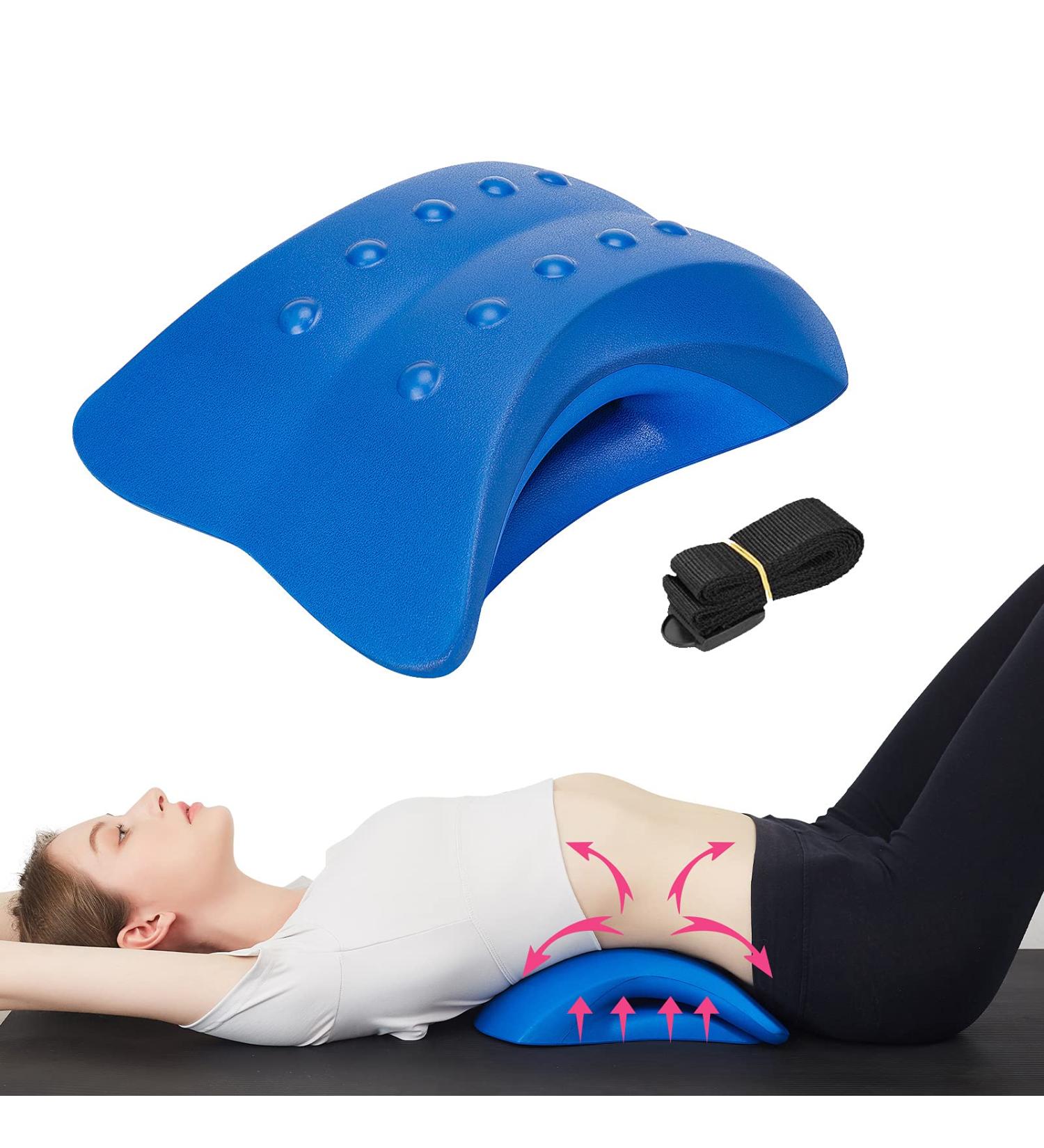 Lower Back Stretcher Device - Back Cracker Pillow for Pain Relief | Spinal Deck Lumbar Traction Cushion for Home Office & Travel (Blue - Buy Online on GoSupps.com