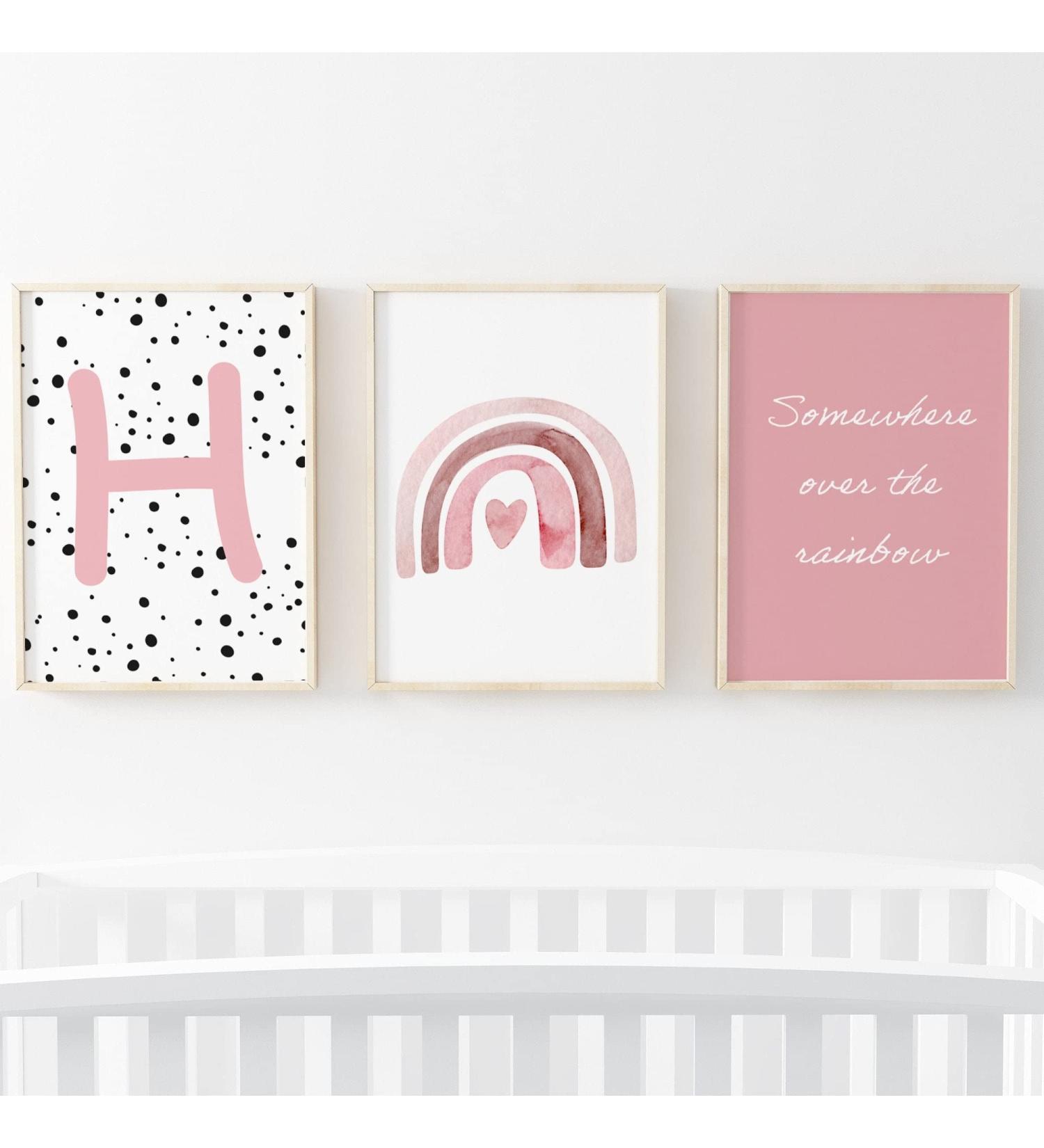 Pompom Prints Set of 3 Rainbow Nursery Decor | Scandi Boho Style Playroom Art (8x10 Inch H) - Buy Online on GoSupps.com