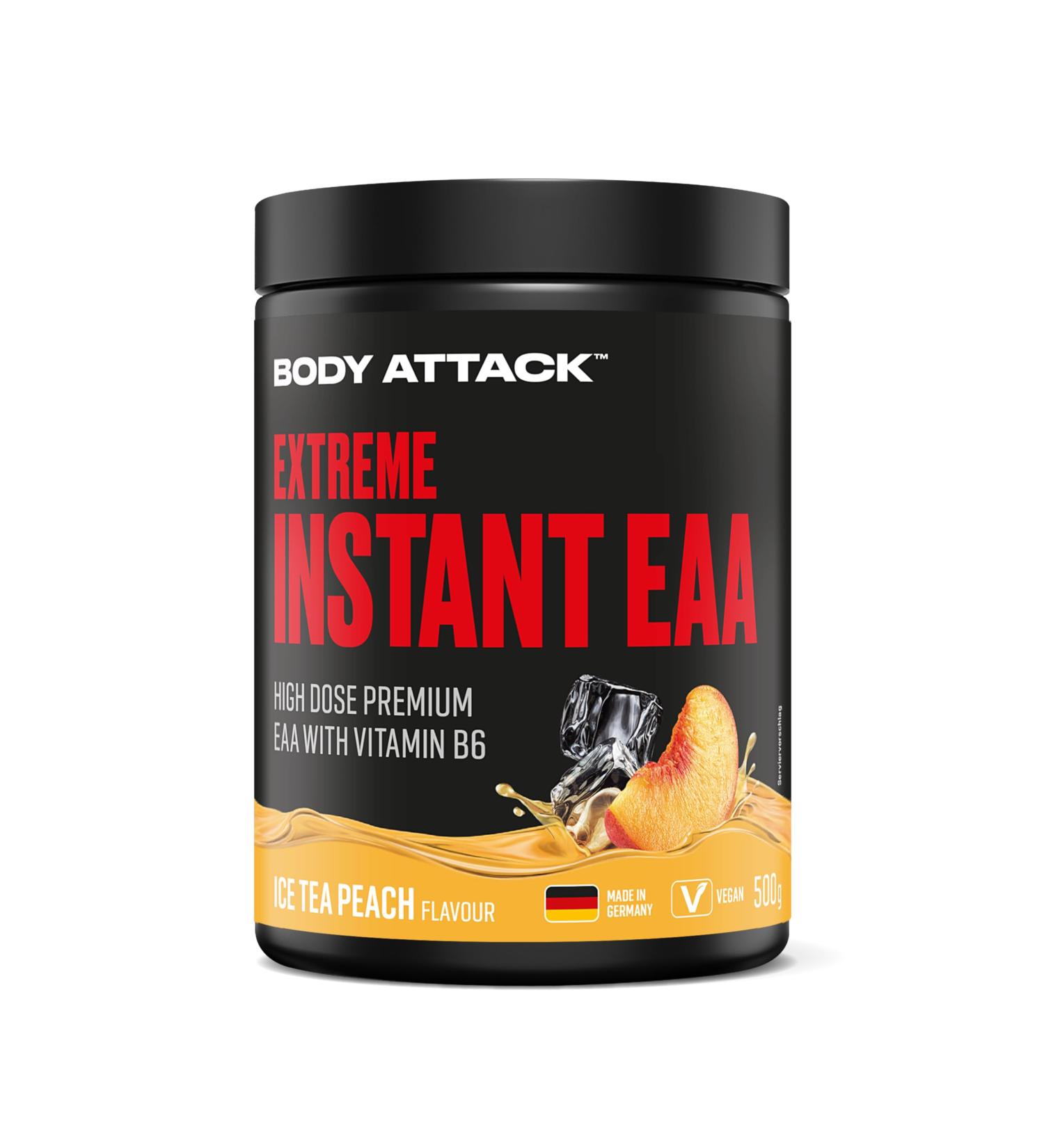  Body Attack Body Attack Nutrition - Extreme Instant Eaa (500g) - EAA - 9461mg EAA - Ice Tea Peach - Buy Online on GoSupps.com