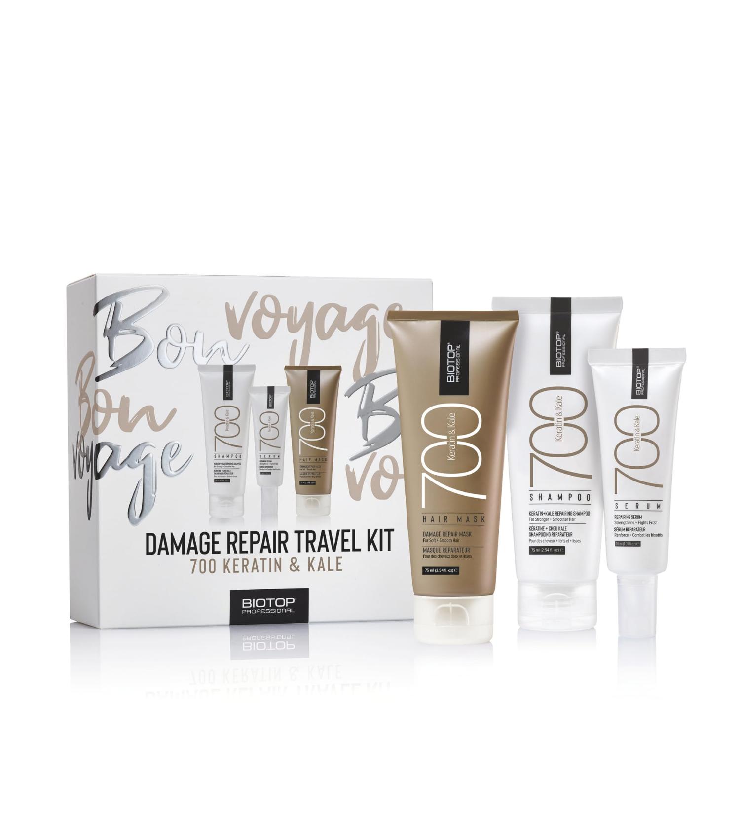 Biotop Professional 700 Keratin + Kale Travel Kit - Shampoo Hair Mask & Serum for Dry Frizzy or Color-Treated Hair - Strengthens Smooths & Protects with Keratin Kale & Vitamins (3 Piece Set) - Buy Online on GoSupps.com
