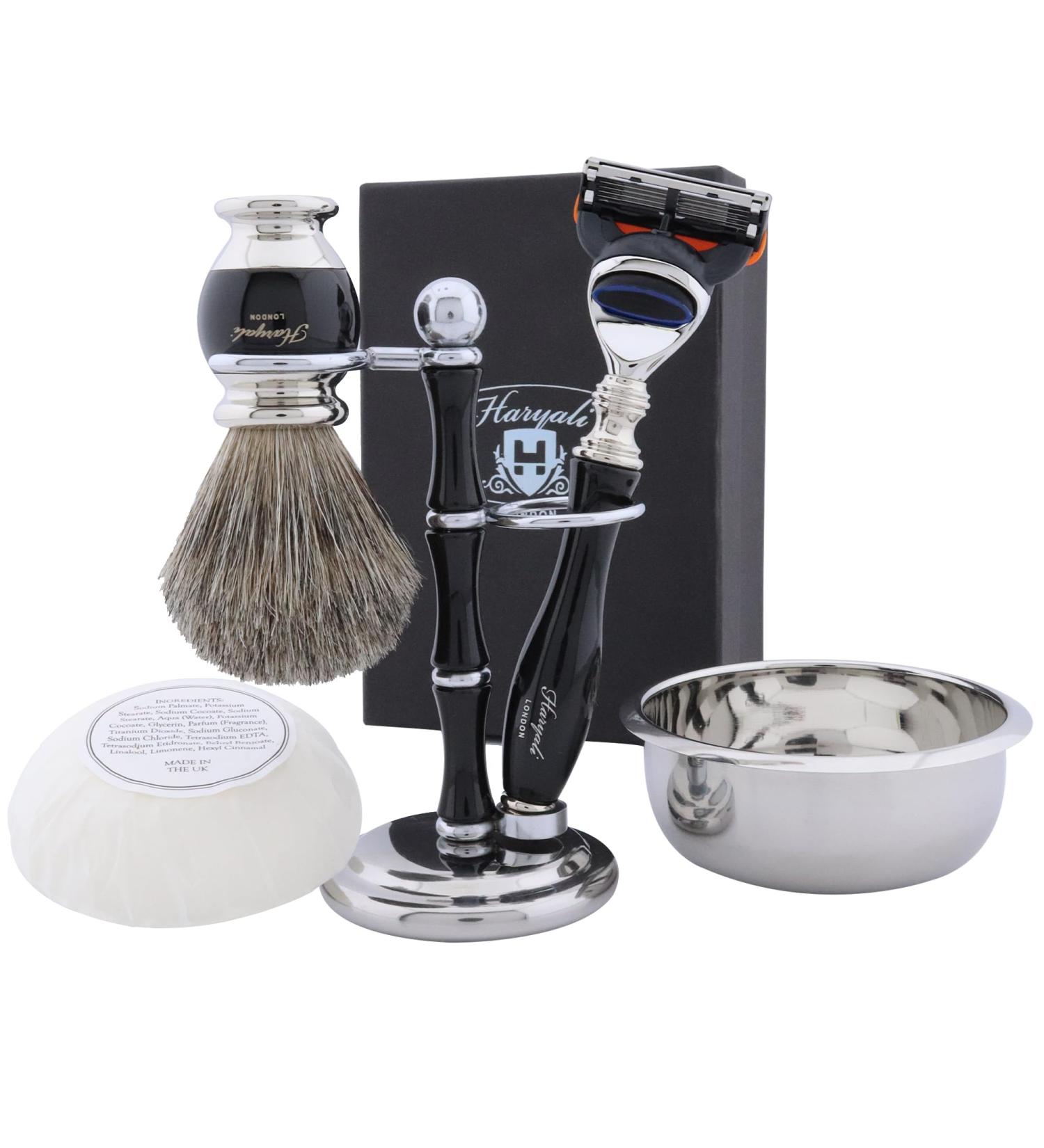 Haryali London Razor Set - 5-Piece Shaving Kit with Blades Brush Soap & Bowl for Perfect Shaving Experience - Buy Online on GoSupps.com