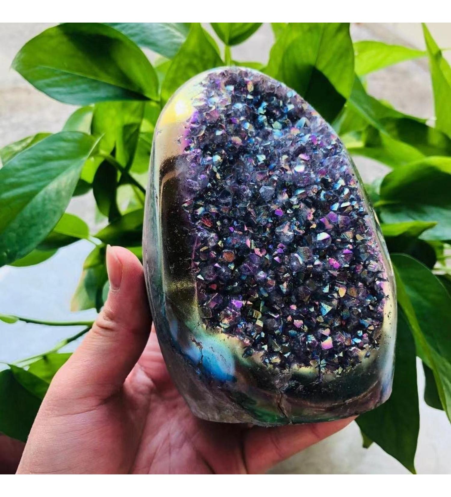 Natural Crystal Rough Home Decoration 310 g-1500 g Natural Halo Colorful Amethyst Quartz Crystal gem geode Cluster for Display 1 Piece Stones (Color : 970g-1070g 1pc) - Buy Online on GoSupps.com