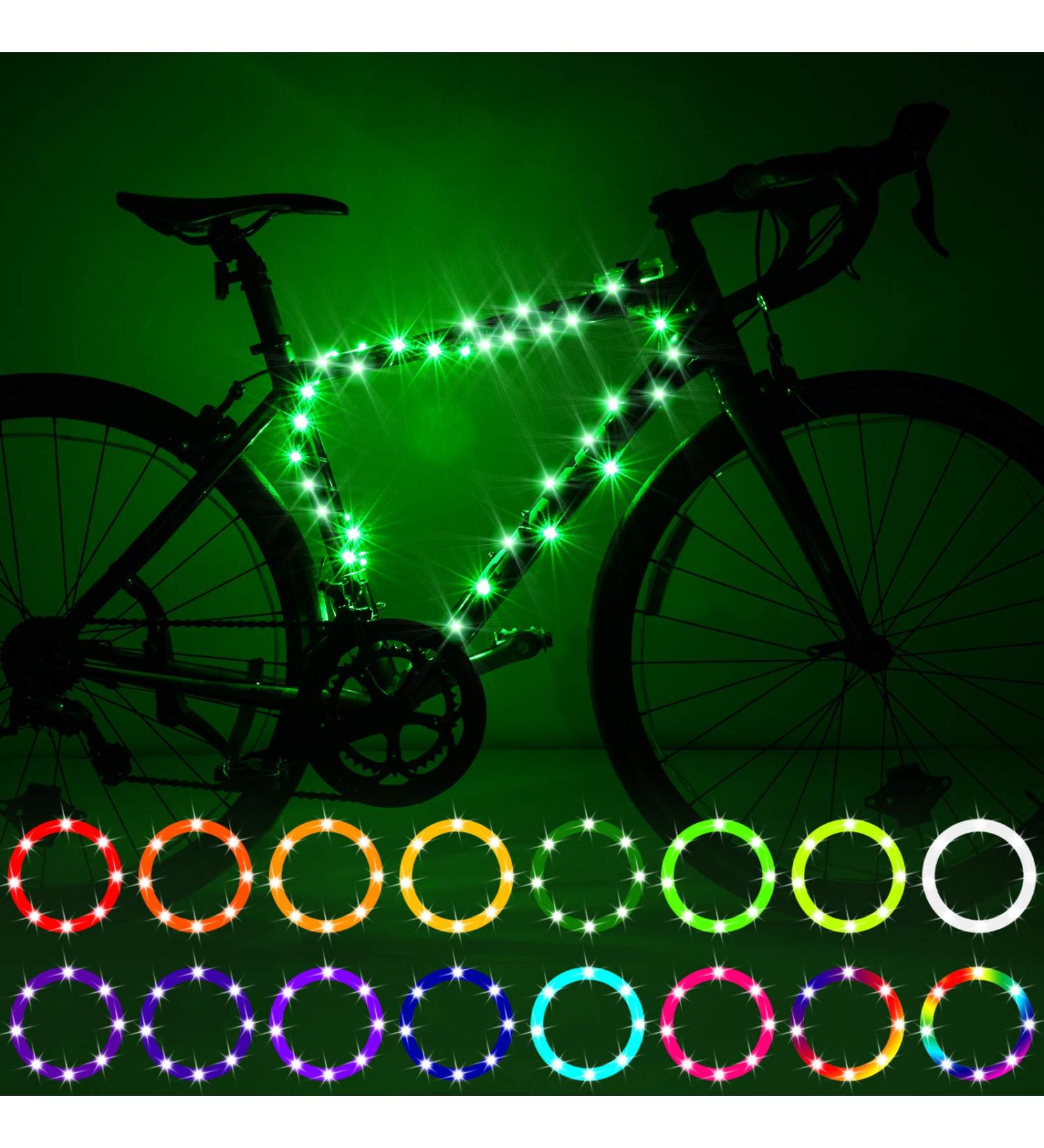 Waybelive LED Bike Frame Lights - Remote Control, 16 Color Change, Waterproof, Super Bright for Night Riding - Perfect Gift for Kids (1 Tire, Multicolor) - Buy Online on GoSupps.com