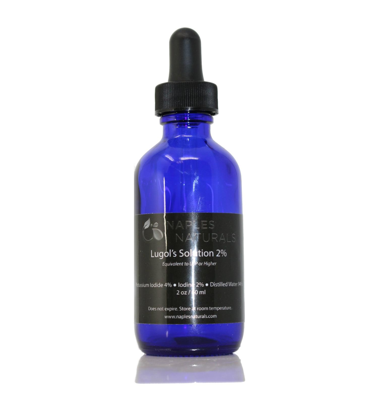 Naples Naturals Lugol's Iodine 2% Solution - 2 fl. oz. Cobalt Blue Glass Bottle - Buy Online on GoSupps.com