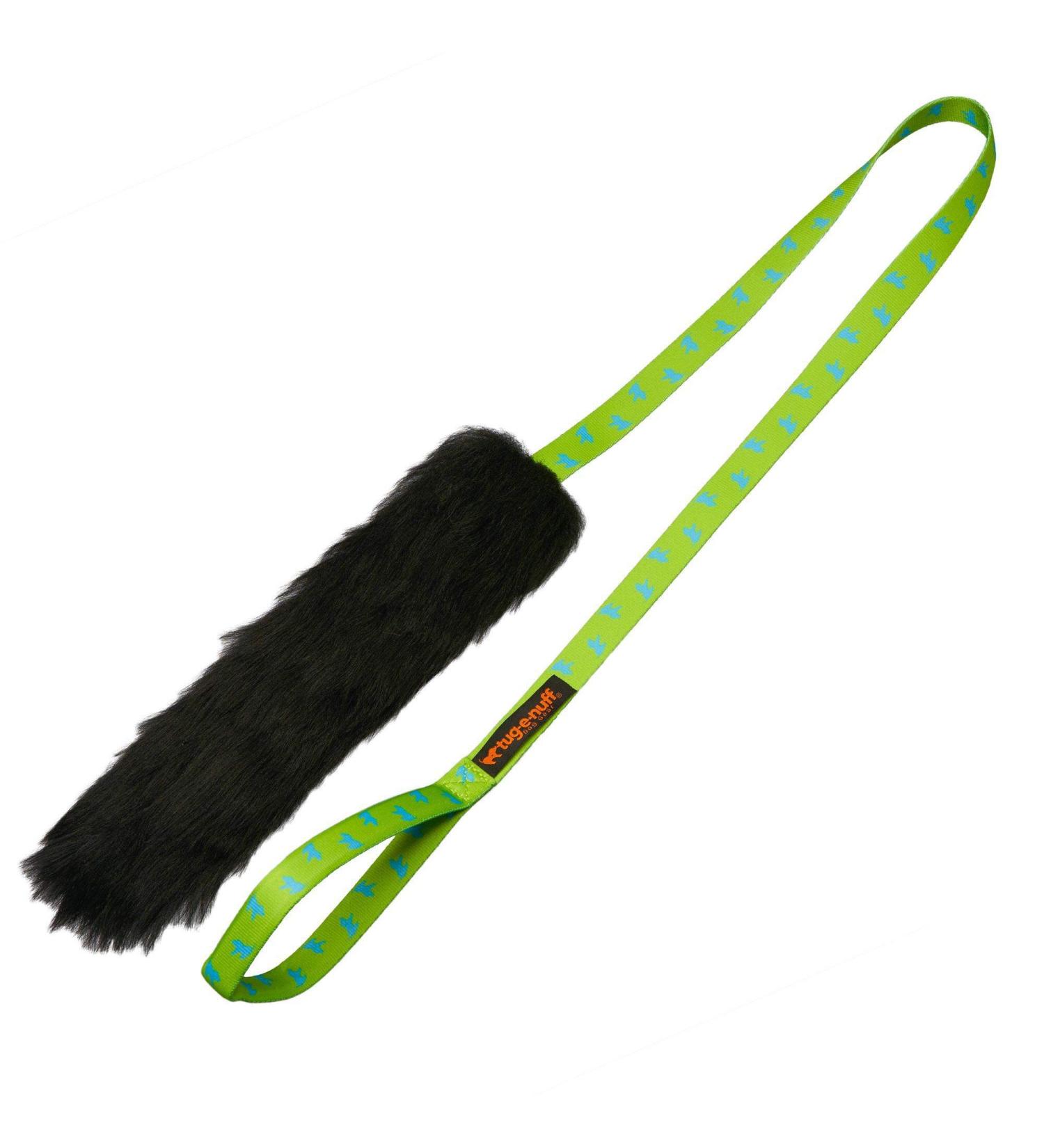Tug-E-Nuff Sheepskin Chaser Tug | Durable Dog Tug Toy Chaser with Extra Long Handle | Ideal for Interactive Dog Training | 100% Responsibly-sourced Sheepskin | Size 47 x 12 inches Green Pattern - Buy Online on GoSupps.com