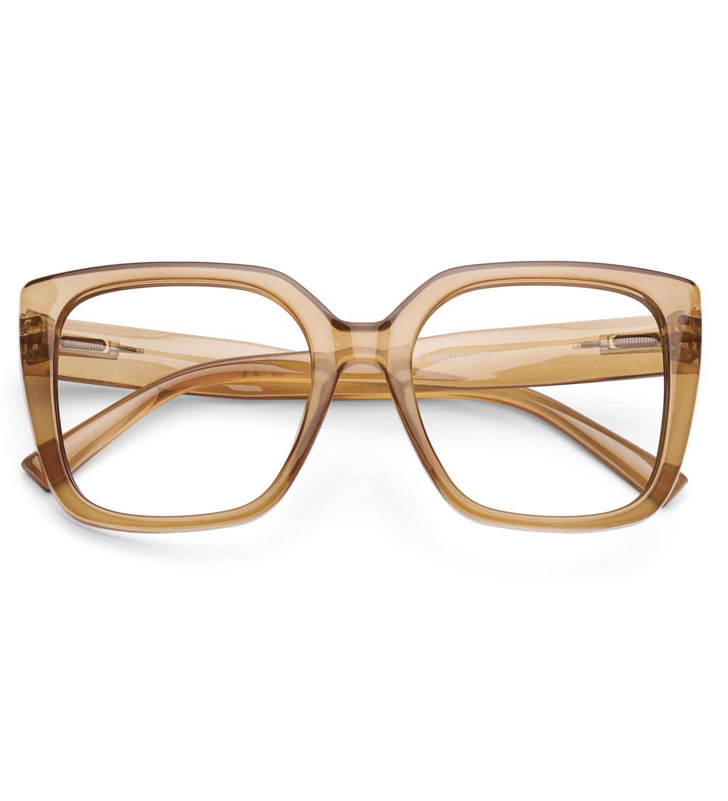 DOOViC Blue Light Filter Glasses for Women - Oversize Modern Reading Glasses JS028 in Brown - Vision Protection & Style 3.5x - Buy Online on GoSupps.com
