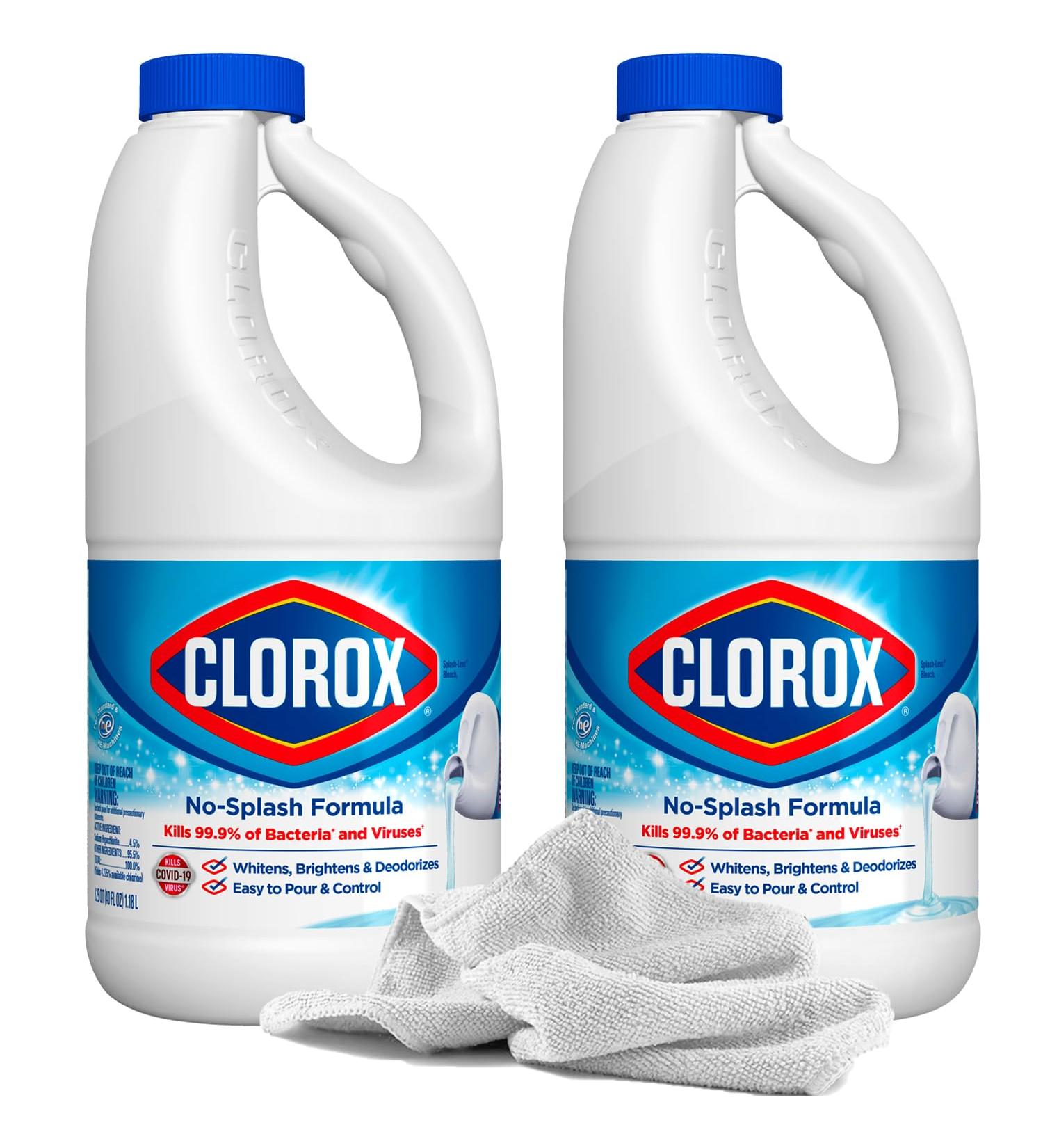 2 Splash-Less Bleach Cleaners (40oz) + Daley Mint Towel | Bulk Disinfecting Cleaner for Laundry Floors Bathroom & Tile - 80oz Total - Buy Online on GoSupps.com