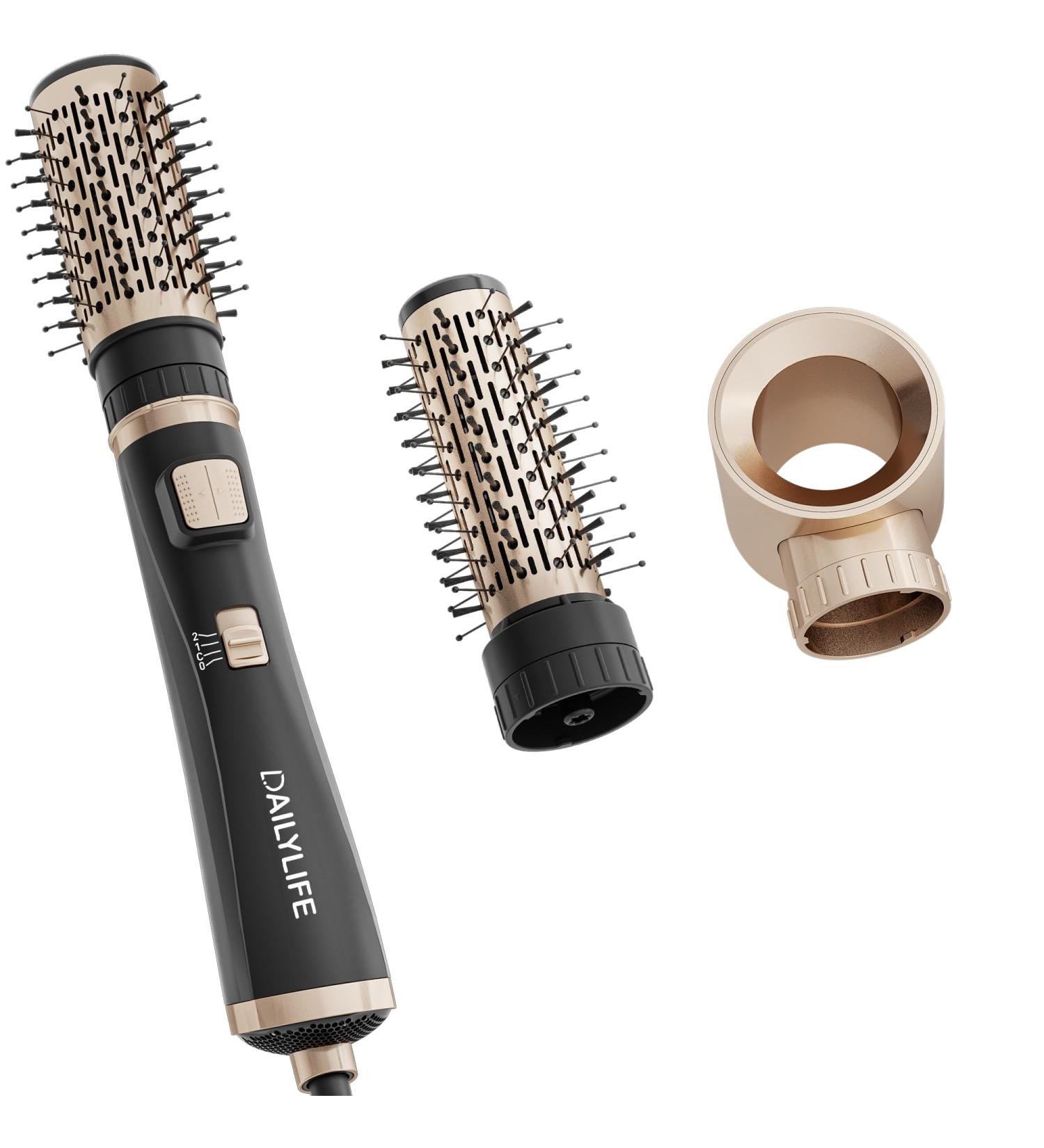 DAILYLIFE 3-in-1 Blow Dryer Brush - Ionic Hot Air Spin Brush Set for Smooth Frizz-Free Styling | 3 Temperature Settings Oval & Round Brushes International Shipping Available - Buy Online on GoSupps.com