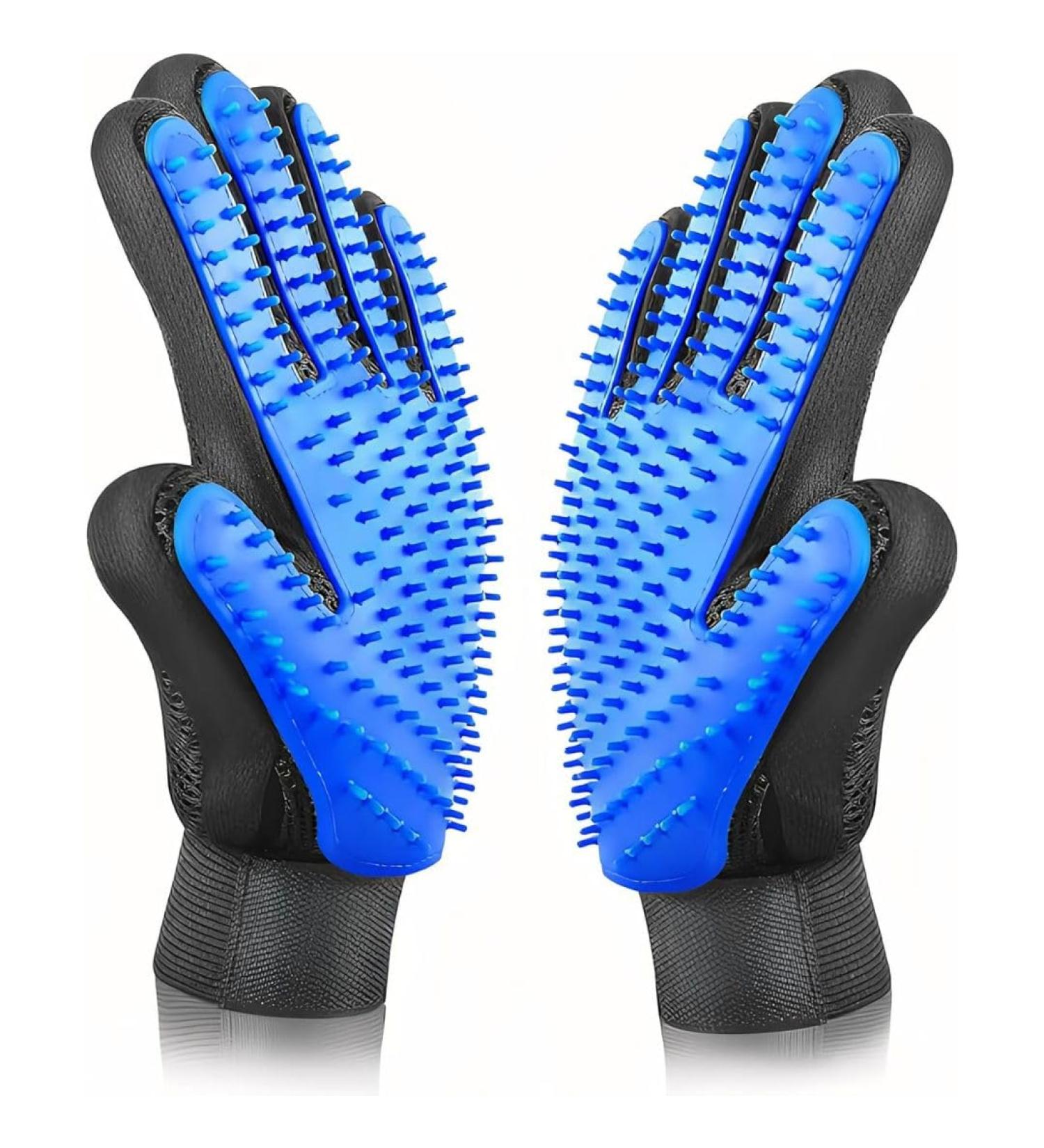 Pet Grooming Glove Pet Brush Glove Deshedding Brush Glove Pet Hair Remover Brush Bath Tool for Pets Grooming Pet Mitt For Dogs Cats & Horses with Long/Short/Curly Hair (Blue) - Buy Online on GoSupps.com