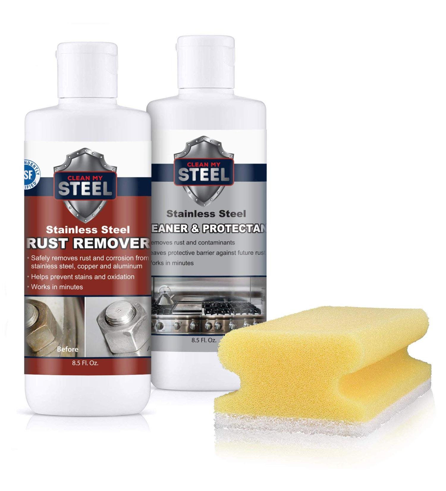 Stainless Steel Cleaner & Rust Remover Kit - 8.5 Fl Oz (Pack of 2) - For Appliances, Grills & Diamond Plate - Scratch Remover & Protector Included - Buy Online on GoSupps.com