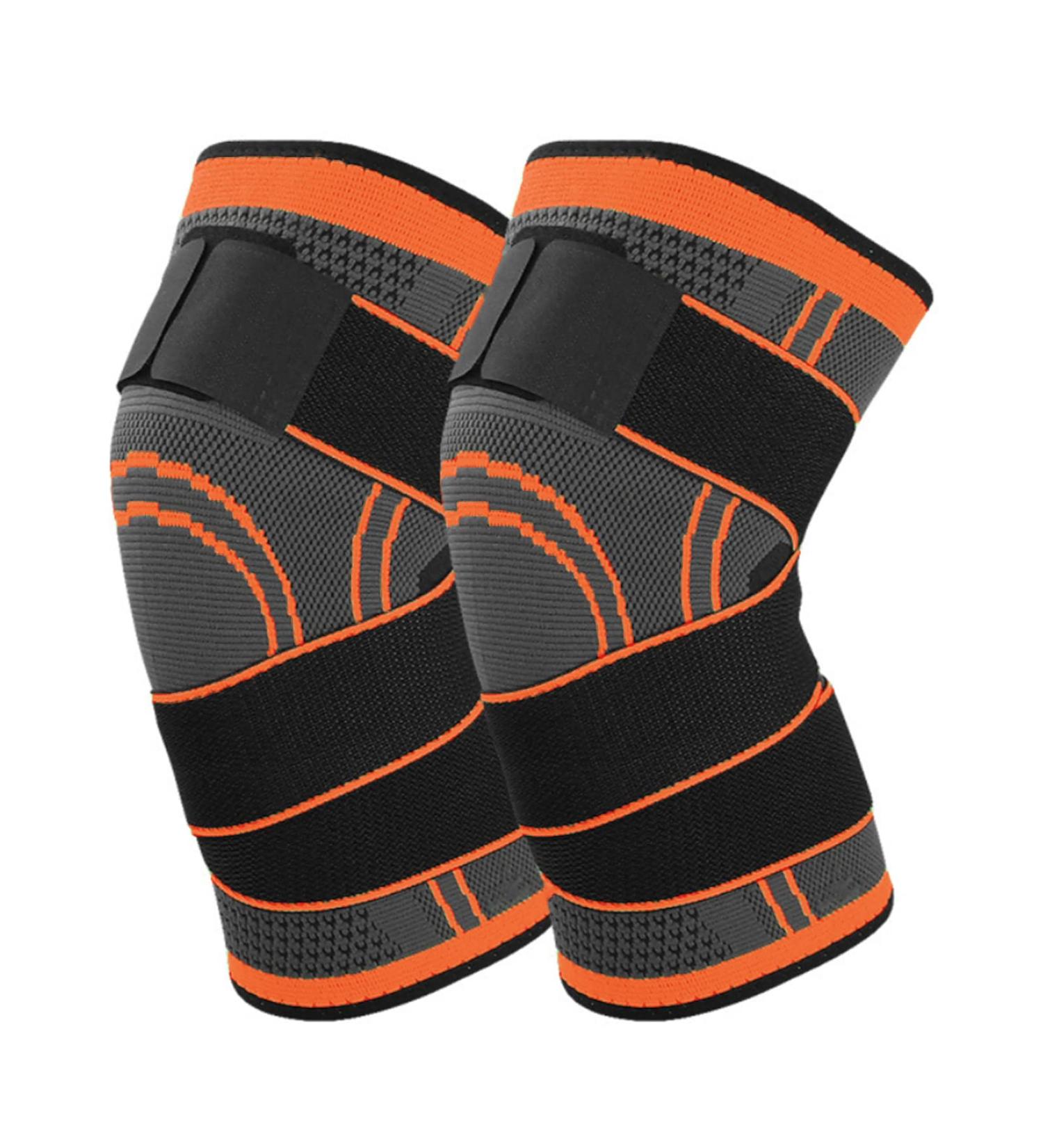 Knee Support 2-Pack - Adjustable Sports Knee Sleeves for Pain Relief Meniscus Tear Arthritis & Inflammation | Unisex | Orange S - Buy Online on GoSupps.com