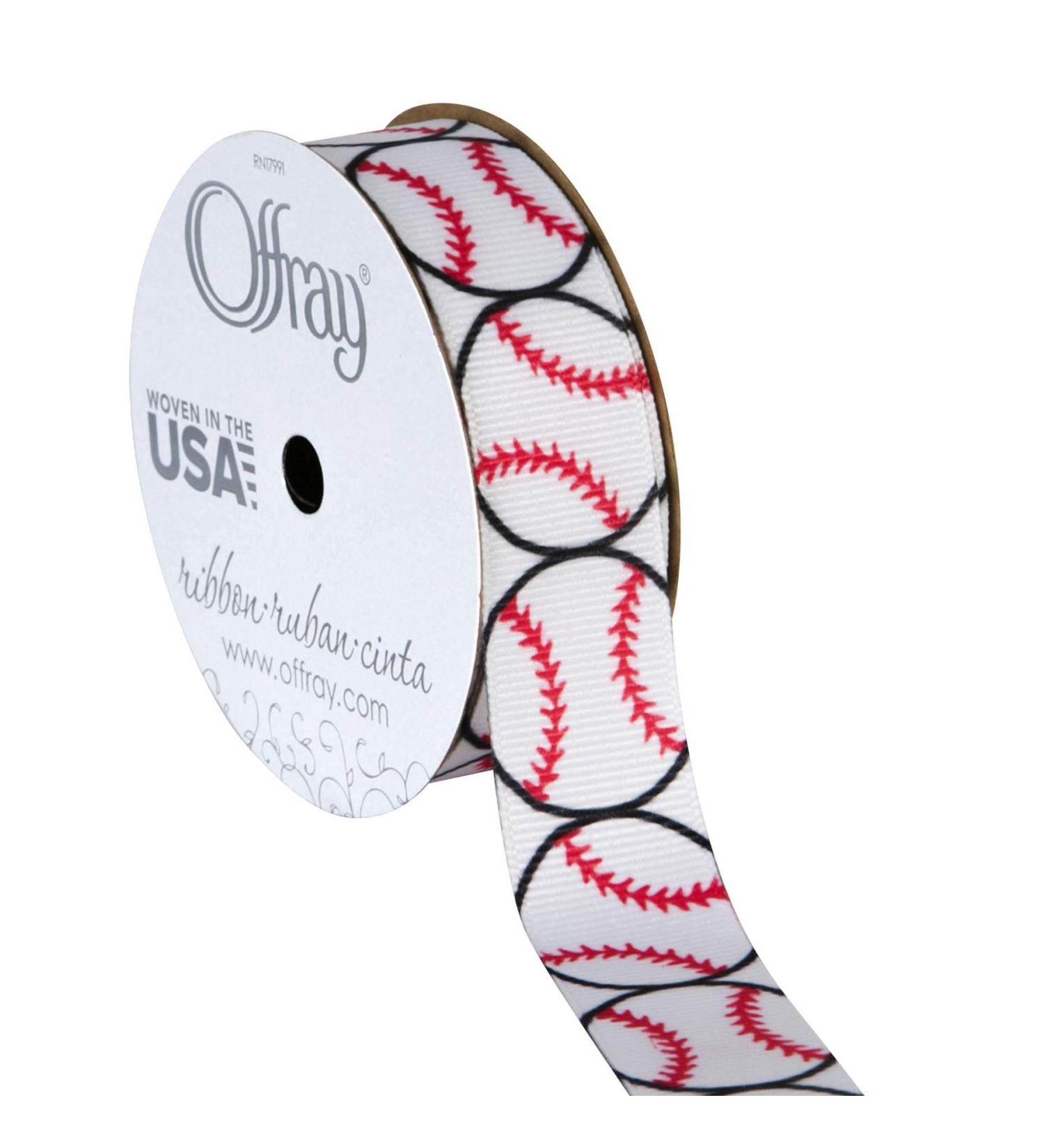 Offray 922163 Baseball Grosgrain Ribbon - 7/8 Wide - 3 Yards - Buy Online on GoSupps.com