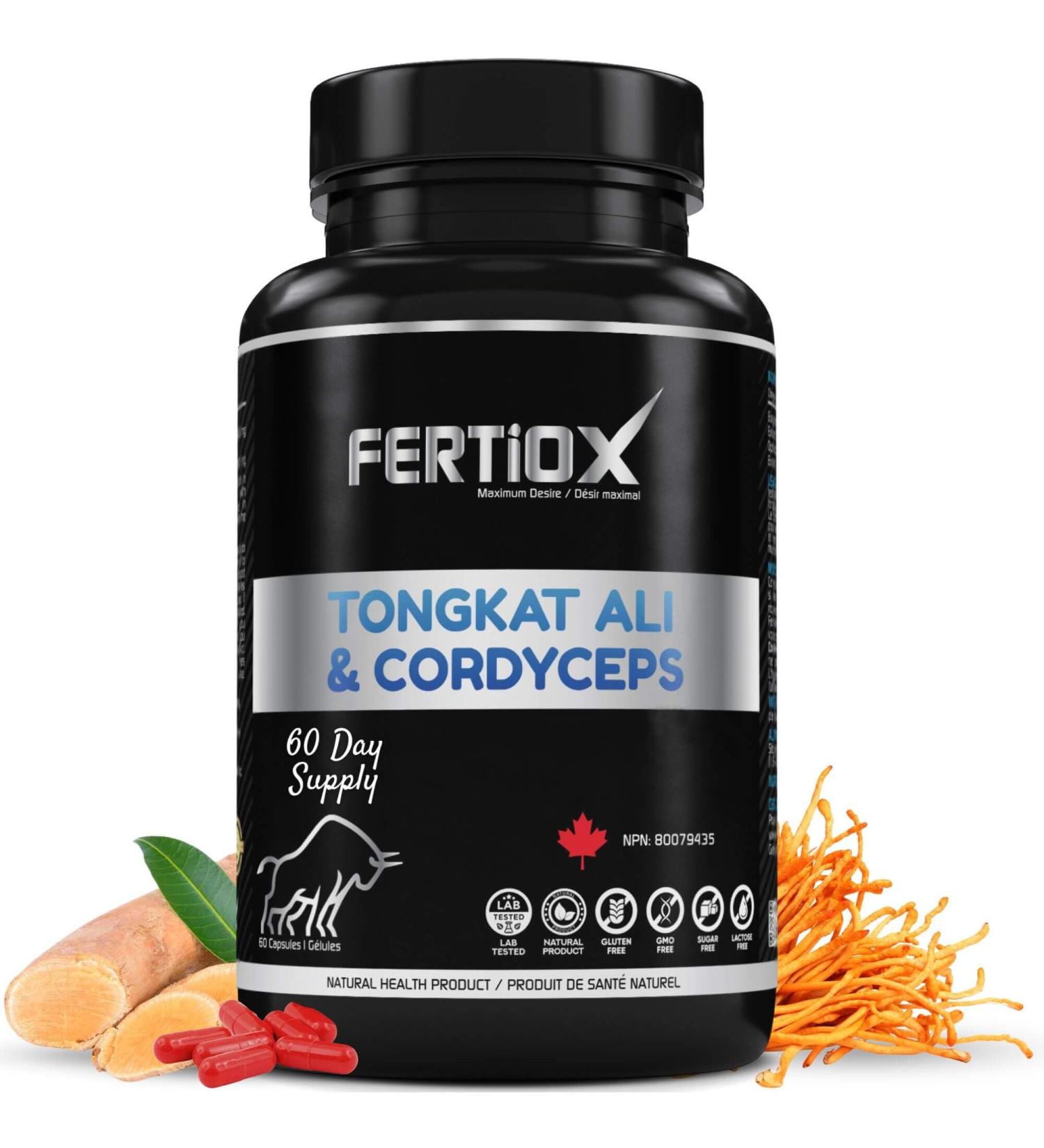 Fertiox Tongkat Ali and Cordyceps Supplement - Premium Raw Extract - 6000mg Tongkat Ali and 3000mg Cordyceps Equivalent I Energy Immunity Vitality Support for Men & Women pure extracted raw ingredients double action ageless max enhancing atp energy supple - Buy Online on GoSupps.com