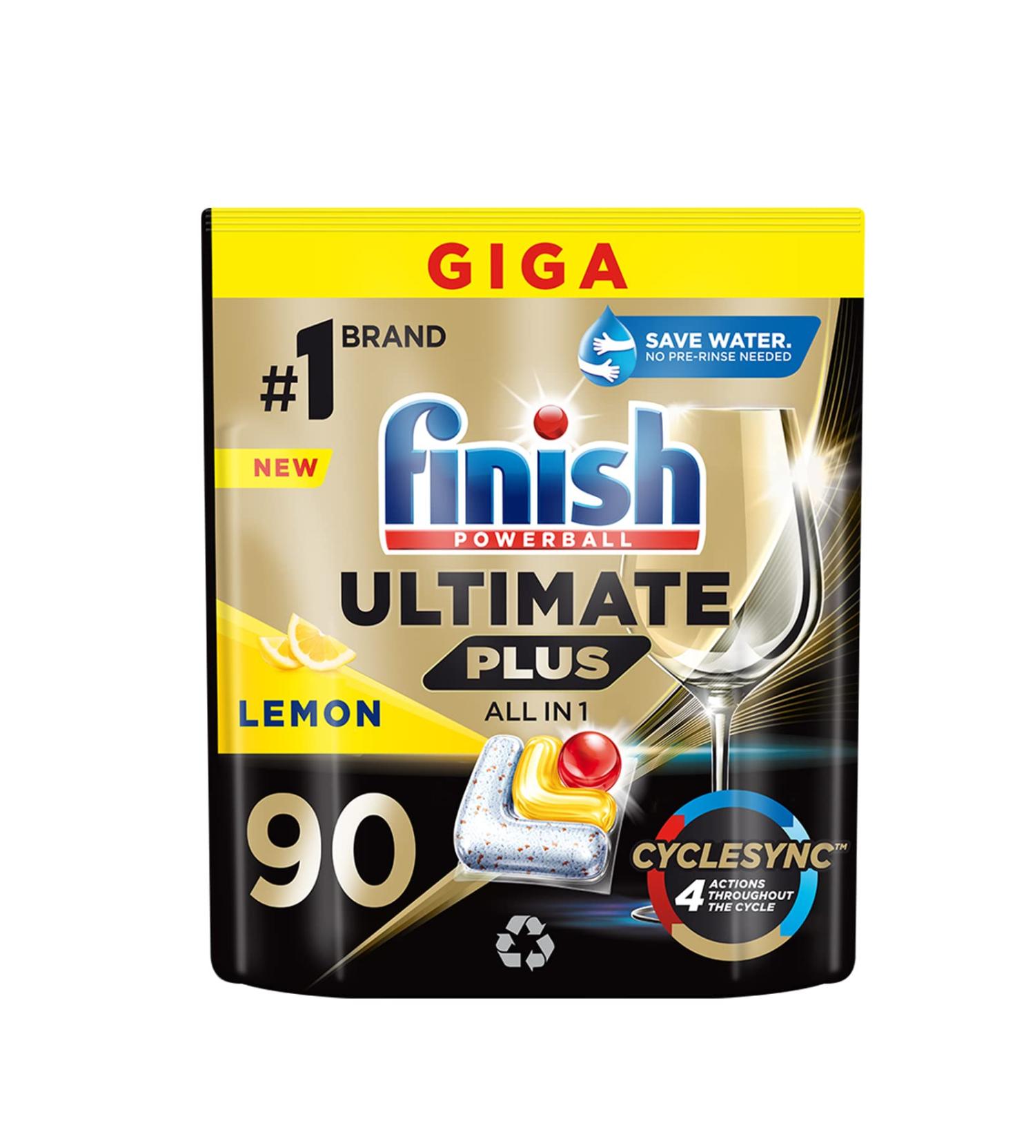 Finish Ultimate Plus Lemon Capsules for Dishwashers 90 Pieces Lemon 90 count (Pack of 1) - Buy Online on GoSupps.com
