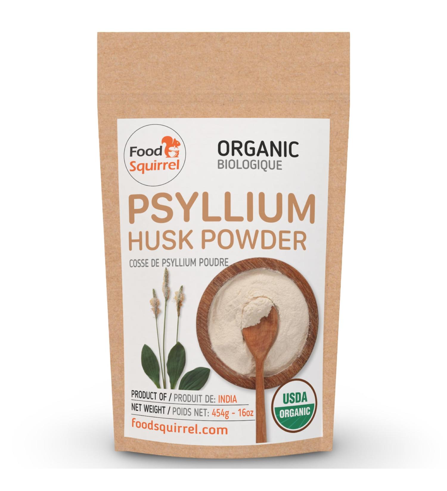 Organic Psyllium Husk Powder 16oz (454g) - Finely Ground Unflavored Plant-Based Natural Fibre Source for Morning Juice Smoothies Gluten-Free Baking & Cooking - Vegan Keto & Paleo - Buy Online on GoSupps.com