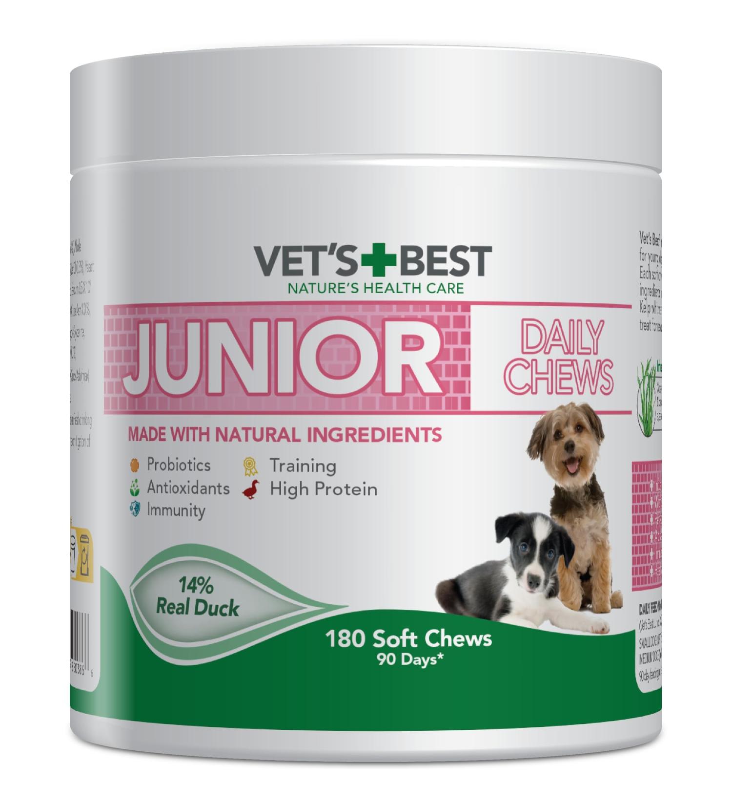 Vets Best Daily Soft Chews - Premium Supplements for Junior Dogs - 180 Count Puppy Chews | Healthy & Tasty! - Buy Online on GoSupps.com