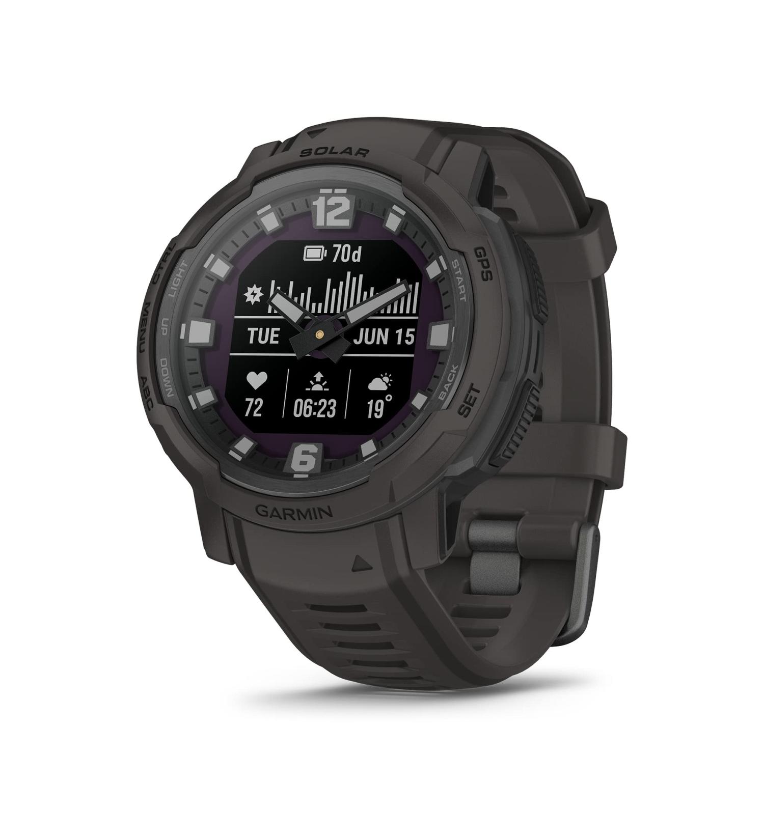 Garmin Instinct Crossover Solar  Rugged Hybrid Smartwatch with Solar Charging Capabilities  Analog Hands and Digital Display  Graphite Graphite Solar - Buy Online on GoSupps.com