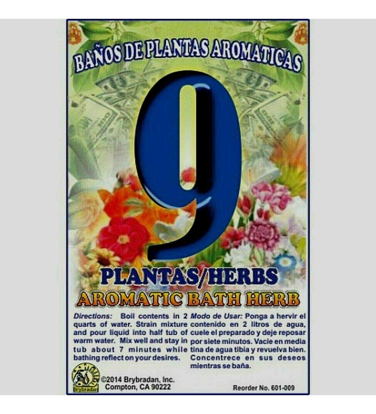 1 PC Aromatic Soothing Herbal Bath 9 Herba 9 PLANTAS BANO DE PLANTAS AROMATICAS - Made in USA - 1 OZ