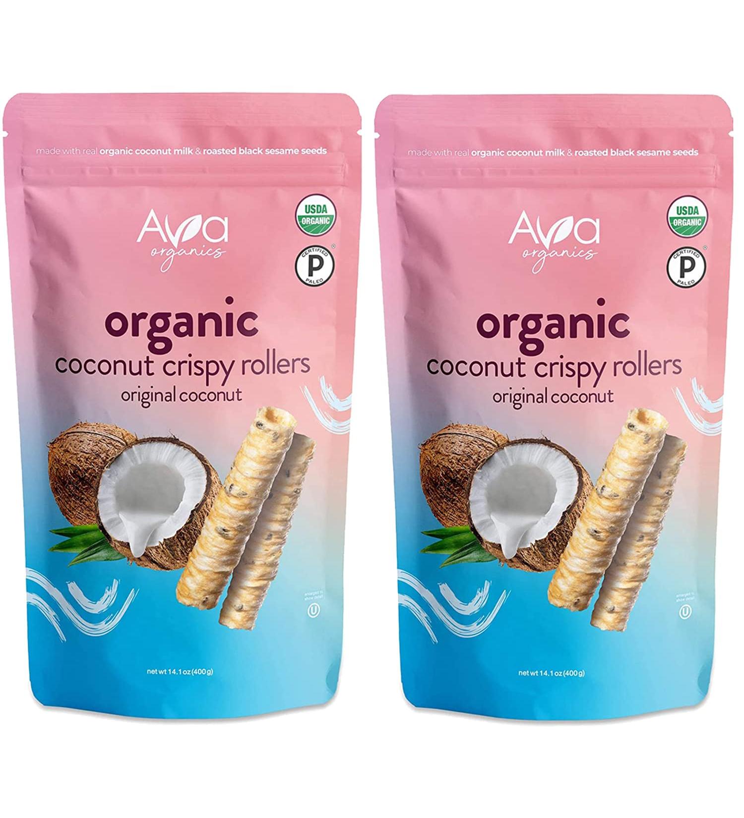 Ava Organics Coconut Crispy Rollers Family Size 14.1 oz Bags (Pack of 2) - Original Coconut Flavor - Buy Online on GoSupps.com
