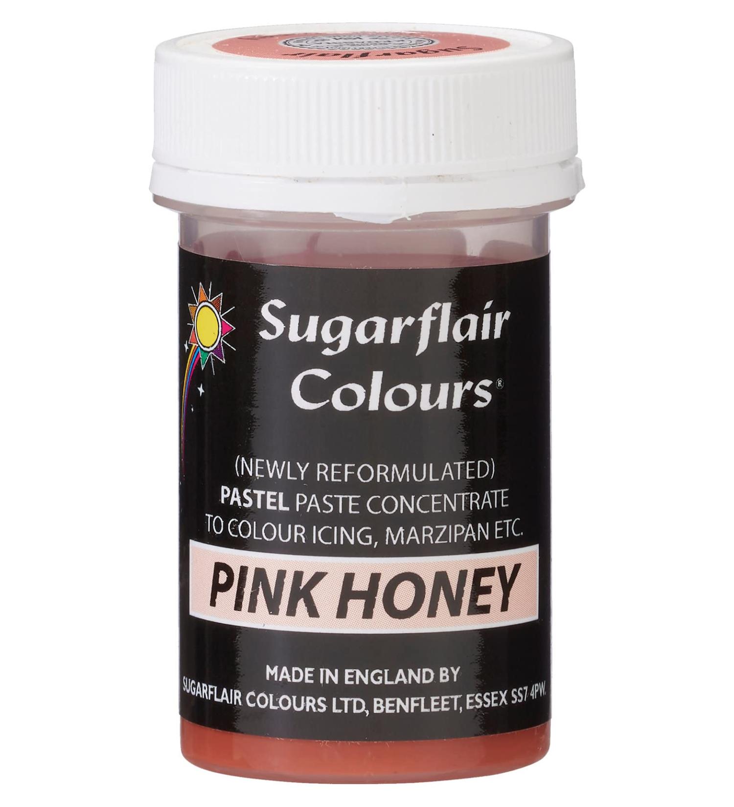 Sugarflair Pink Honey Pastel Food Colouring Paste Highly Concentrated for Use with Sugar Pastes Buttercream Royal Icing or Cake Mix Subtle Colour Dye - 25g