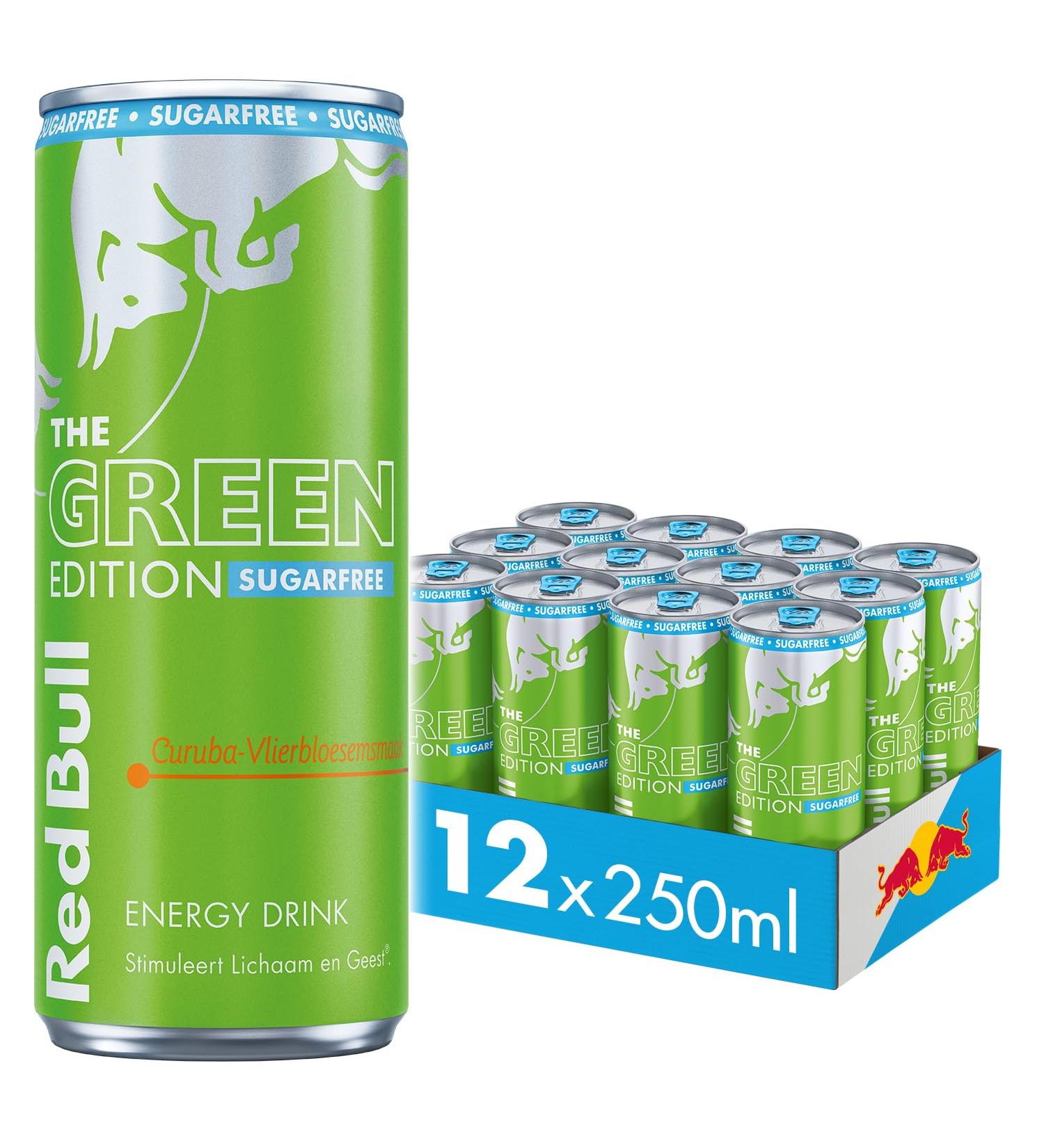 Red Bull Energy Drink Green Edition Sugar Free CurubaElderflower Flavor 12pack 12 x 250ml I Stimulates Body and Mind - Buy Online on GoSupps.com