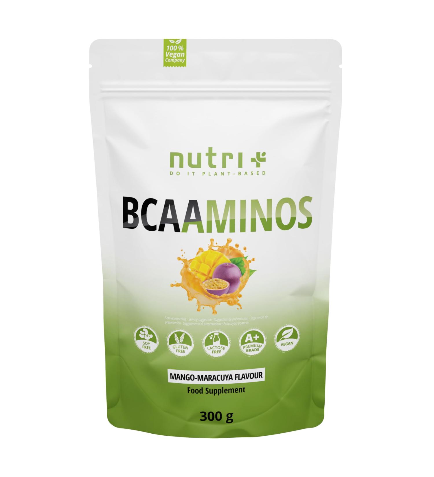 BCAA Powder Mango Maracuja - High-Dosed Amino Complex | Instant Solubility & Great Taste | 300g Amino Acid Mix - Buy Online on GoSupps.com
