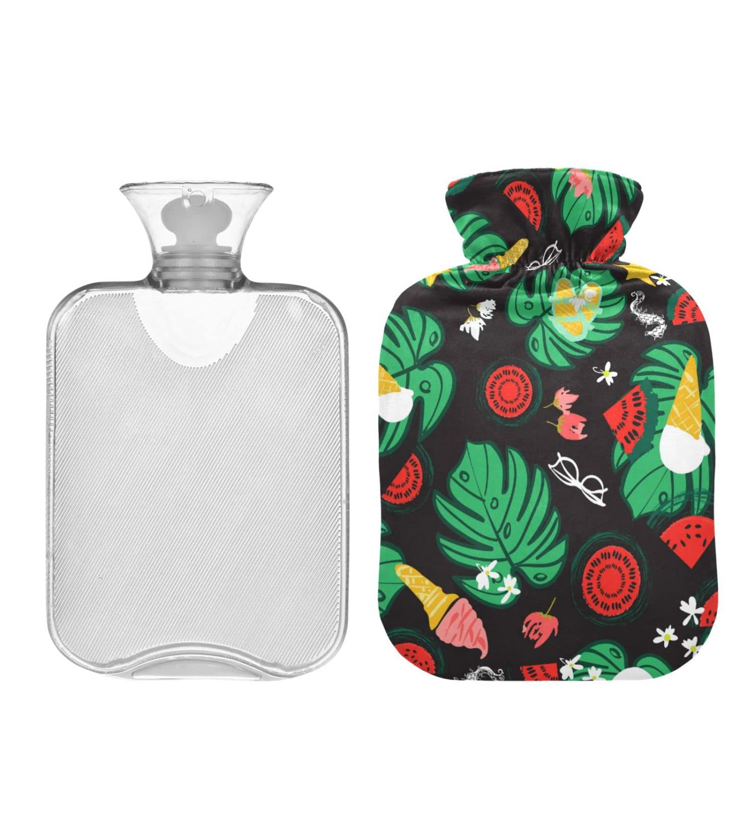 Mnsruu Tropical Summer Pattern Hot Water Bottle 2L with Cover - Perfect Gift for Women & Kids - Ideal for Christmas - Buy Online on GoSupps.com