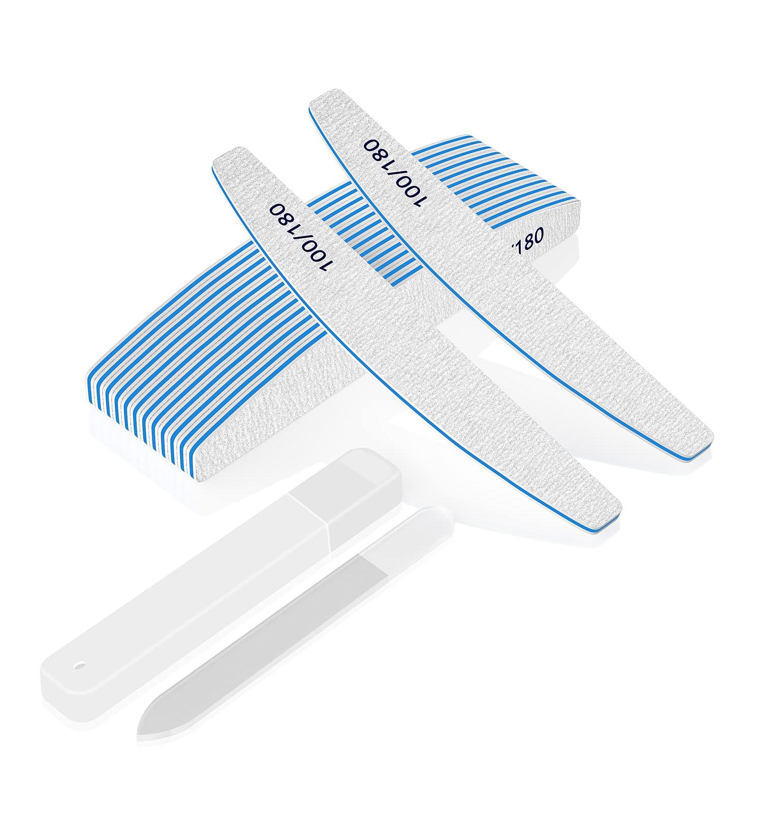 10 Pack Double-Sided Glass Nail Files 100/180 Grit for Acrylic and Natural Nails - Blue - Buy Online on GoSupps.com