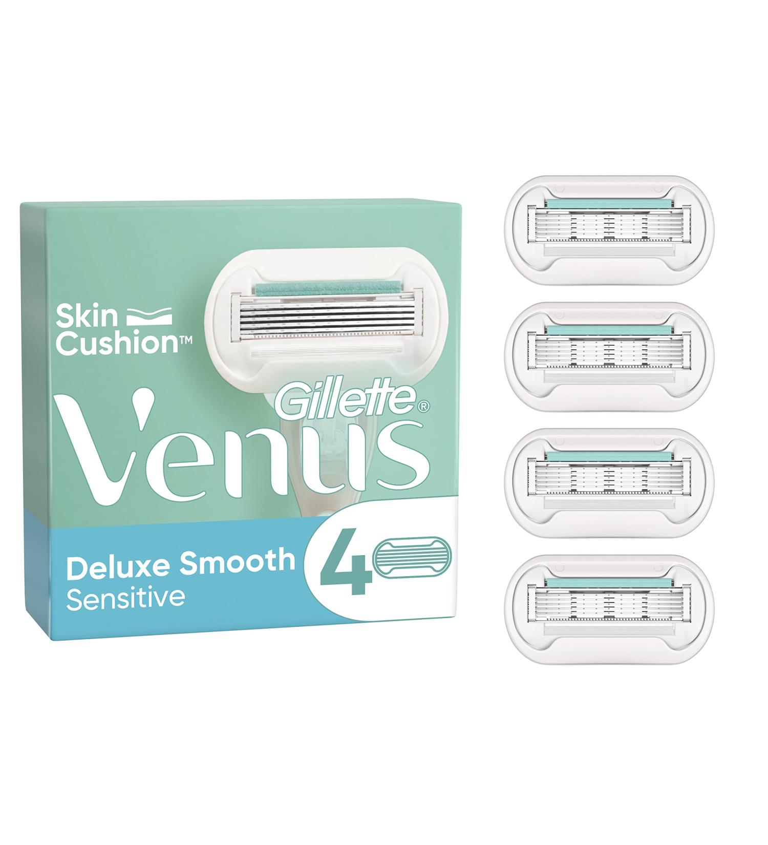 Gillette Venus Deluxe Smooth Sensitive Razor Blades for Women - 4 Replacement Blades for Ultimate Comfort & Precision - Buy Online on GoSupps.com