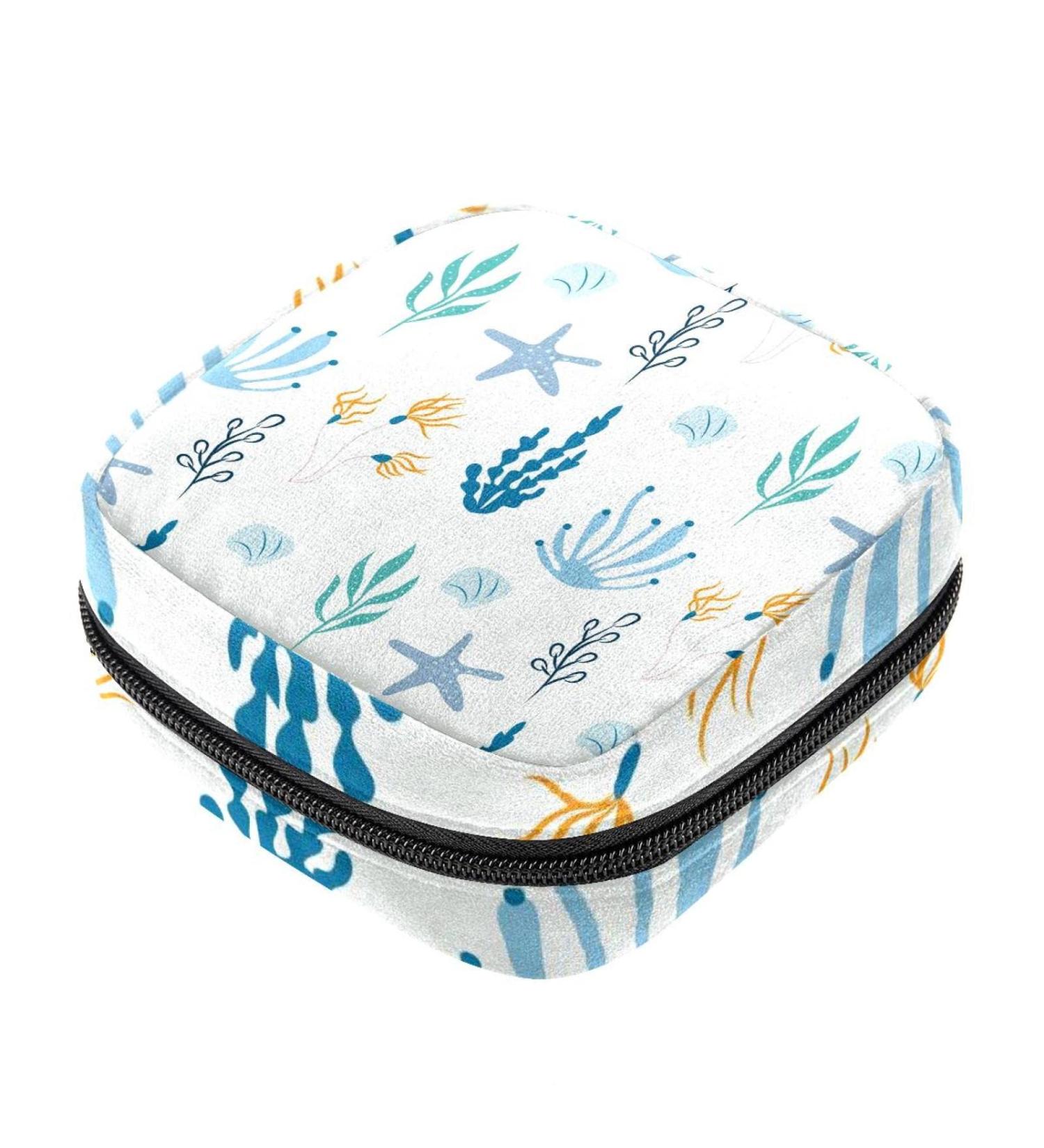 Sanitary Napkin Storage Bag Zipper Menstrual Cup Pouch Feminine Menstruation First Period Pads Holder for Girls Women Ladies Coral Sea Animals Multicoloured 17 - Buy Online on GoSupps.com