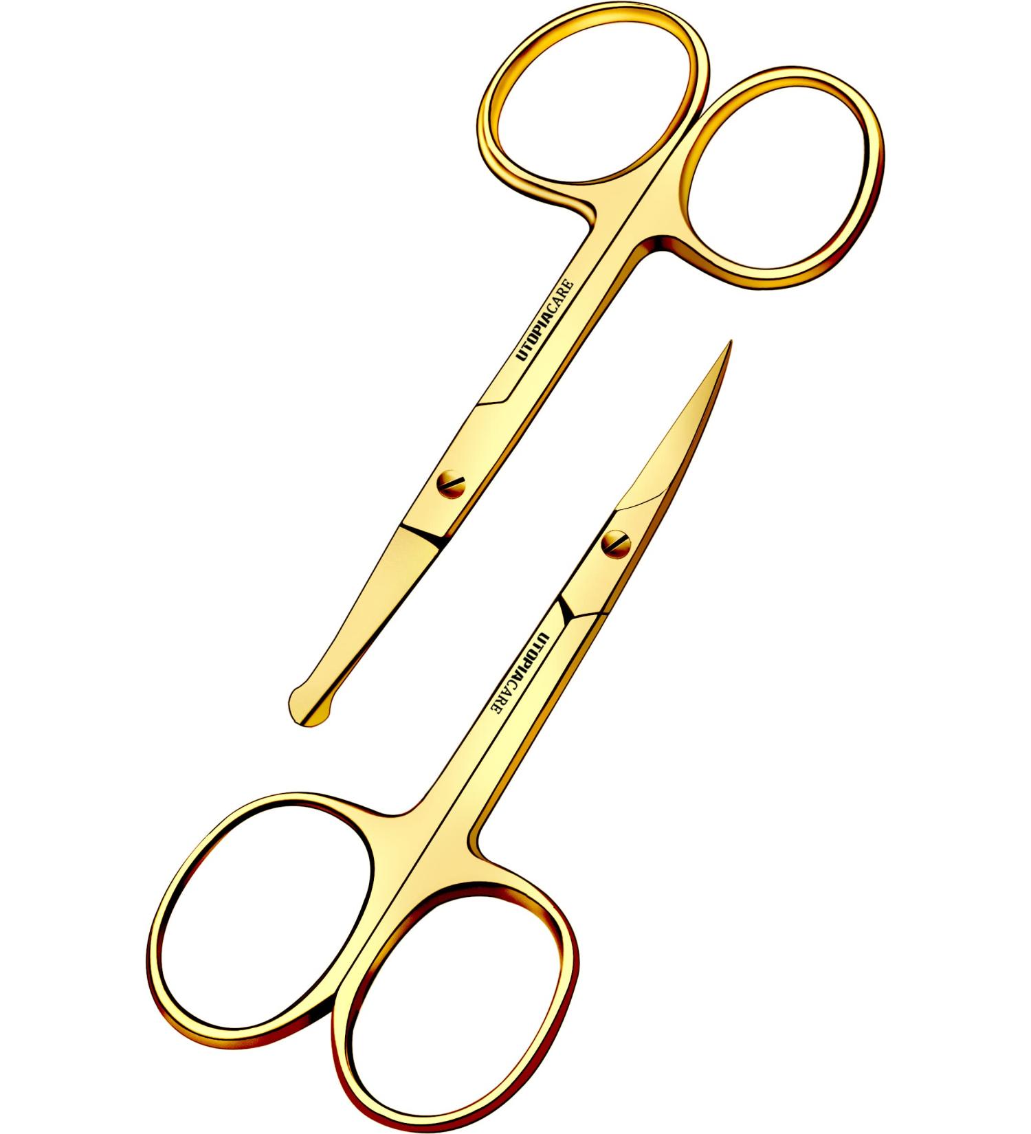 Utopia Care Gold Facial Hair Scissors for Men - Mustache, Beard & Nose Hair Trimming - Professional Stainless Steel - Buy Online on GoSupps.com