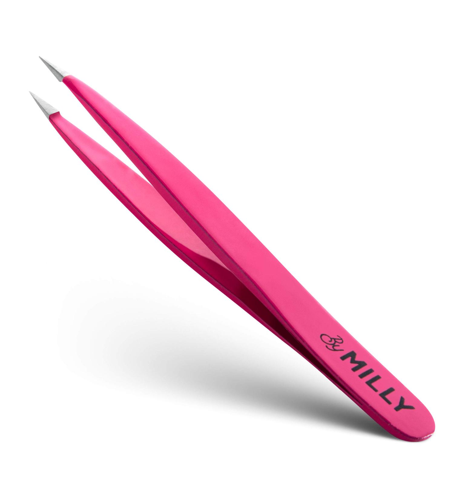 MILLY Pointed Tweezers - 100% German Steel Precision Tweezers for Ingrown Hair and Facial Hair Removal - Hand-Filed Pink Tweezers - Buy Online on GoSupps.com