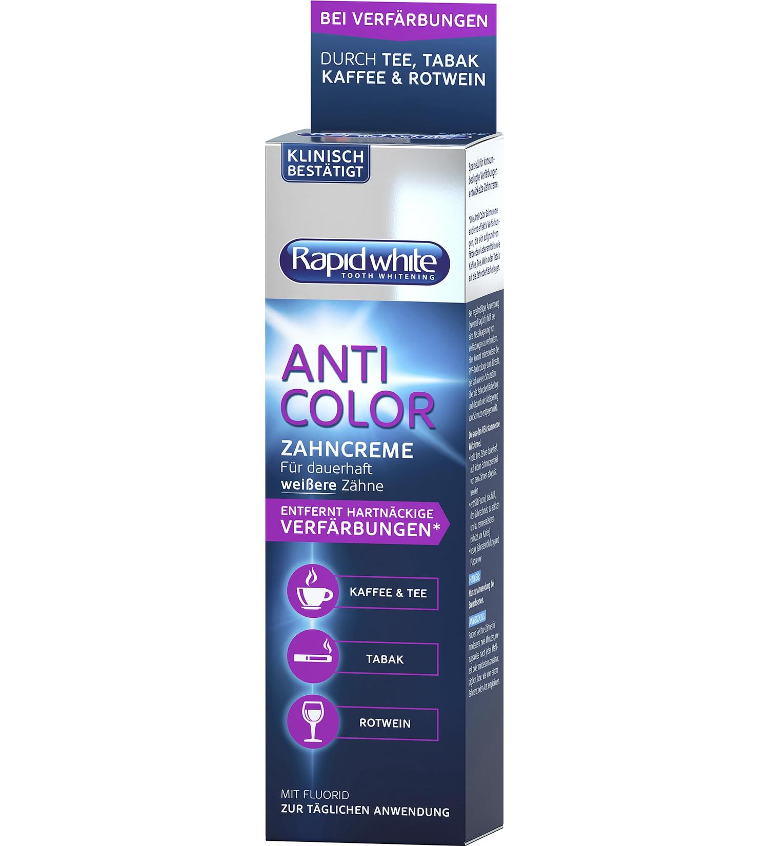 Rapid White Anti Color Toothpaste - Whiter Teeth Without Hydrogen Peroxide | 75 ml - Effective Formula for Bright Smiles - Buy Online on GoSupps.com