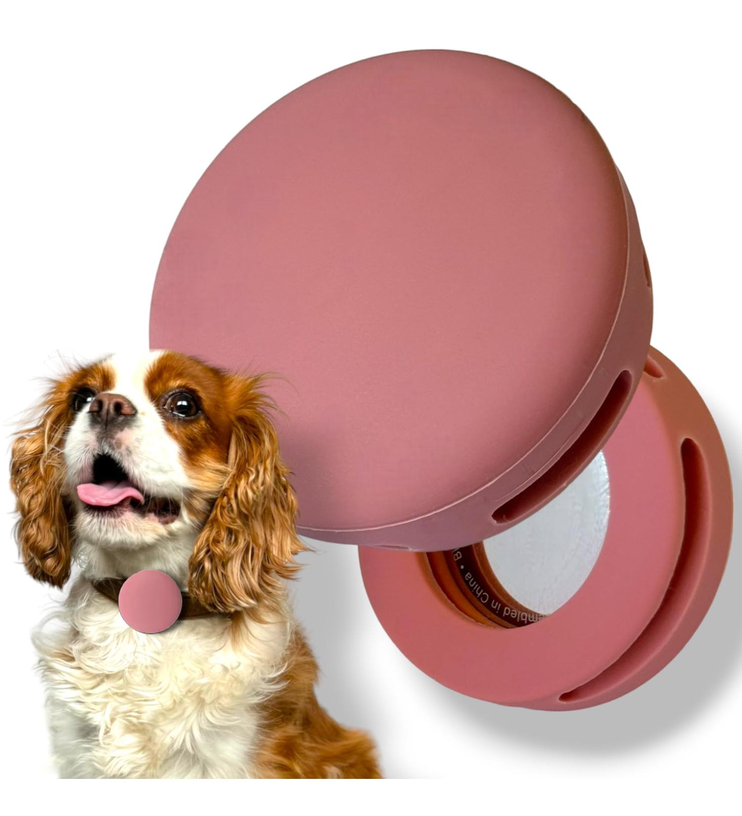 Moosh Silicone Airtag Holder for Dogs and Cats | Stylish & Safe Pet Tracker Accessory in Champagne Pink | Shop Internationally - Buy Online on GoSupps.com
