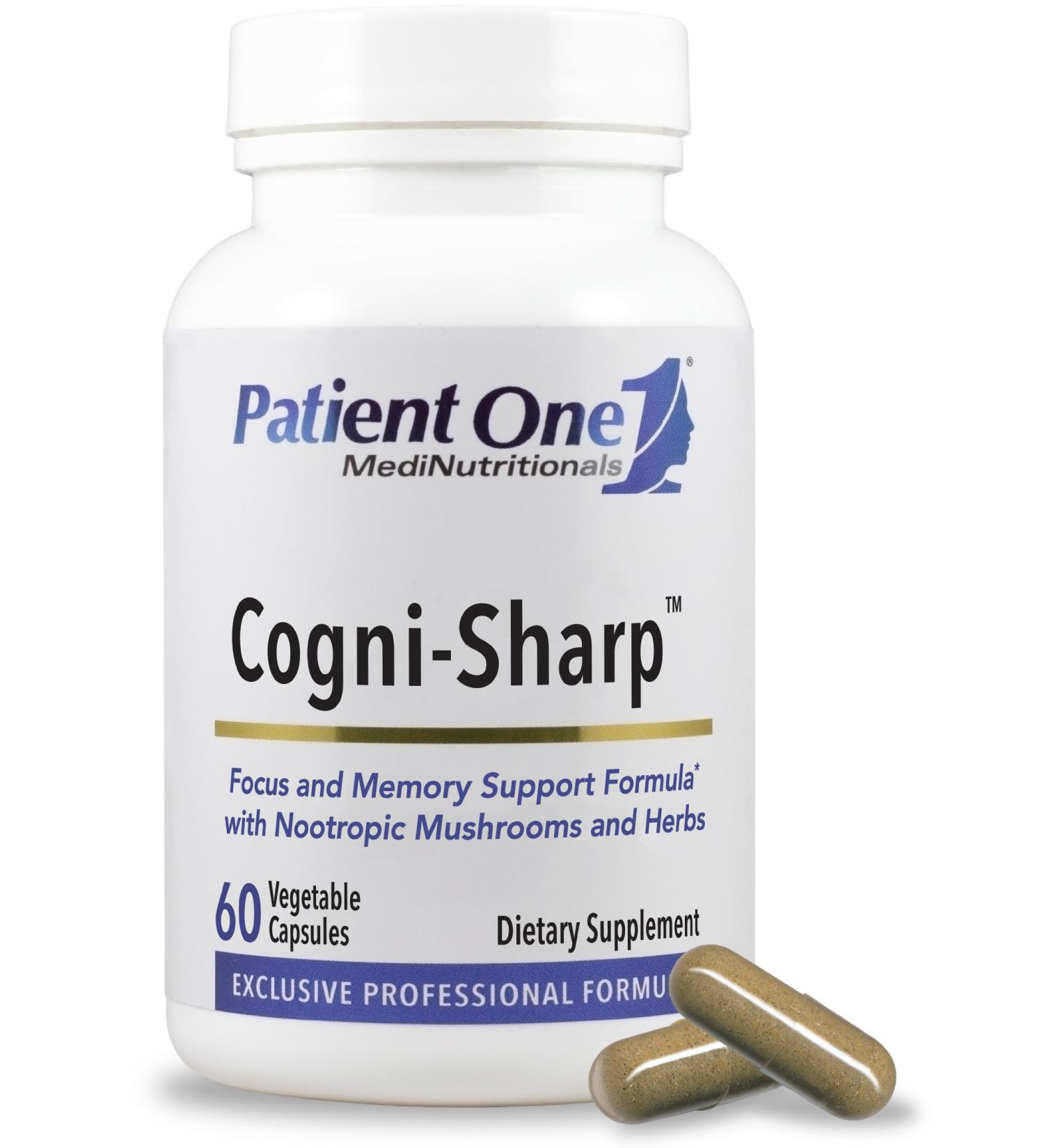 Patient One Cogni-Sharp | Supplement to Support Cognition Focus and Mental Clarity* | with Gingko Lion's Mane Bacopa and More | 60 Capsules - Buy Online on GoSupps.com