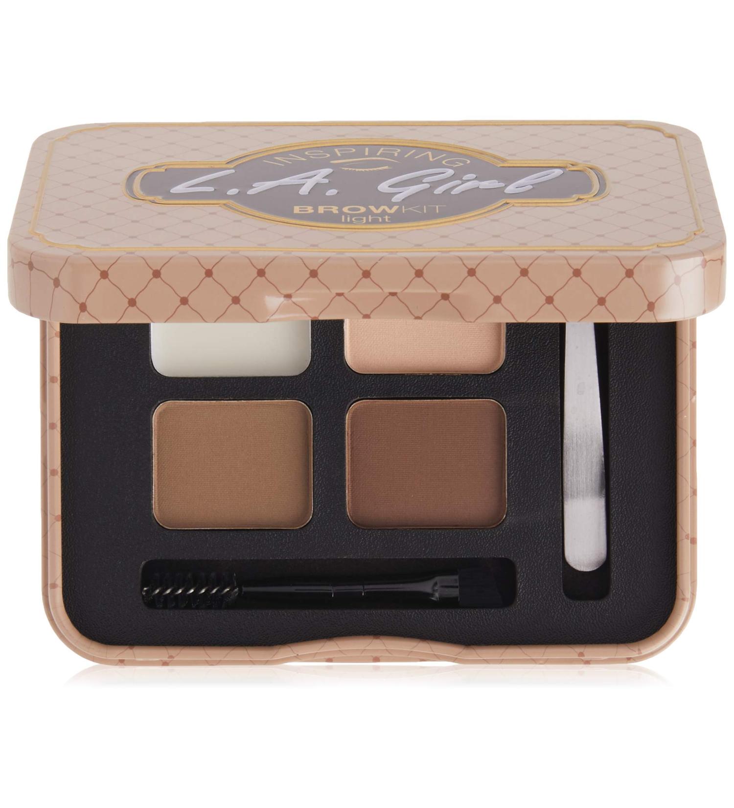 L.A. Girl Inspiring Brow Kit Light and Bright (Light) - Brow Wax & Powder Set with Tweezers and Brush - 0.035 oz & 0.15 oz - Buy Online on GoSupps.com