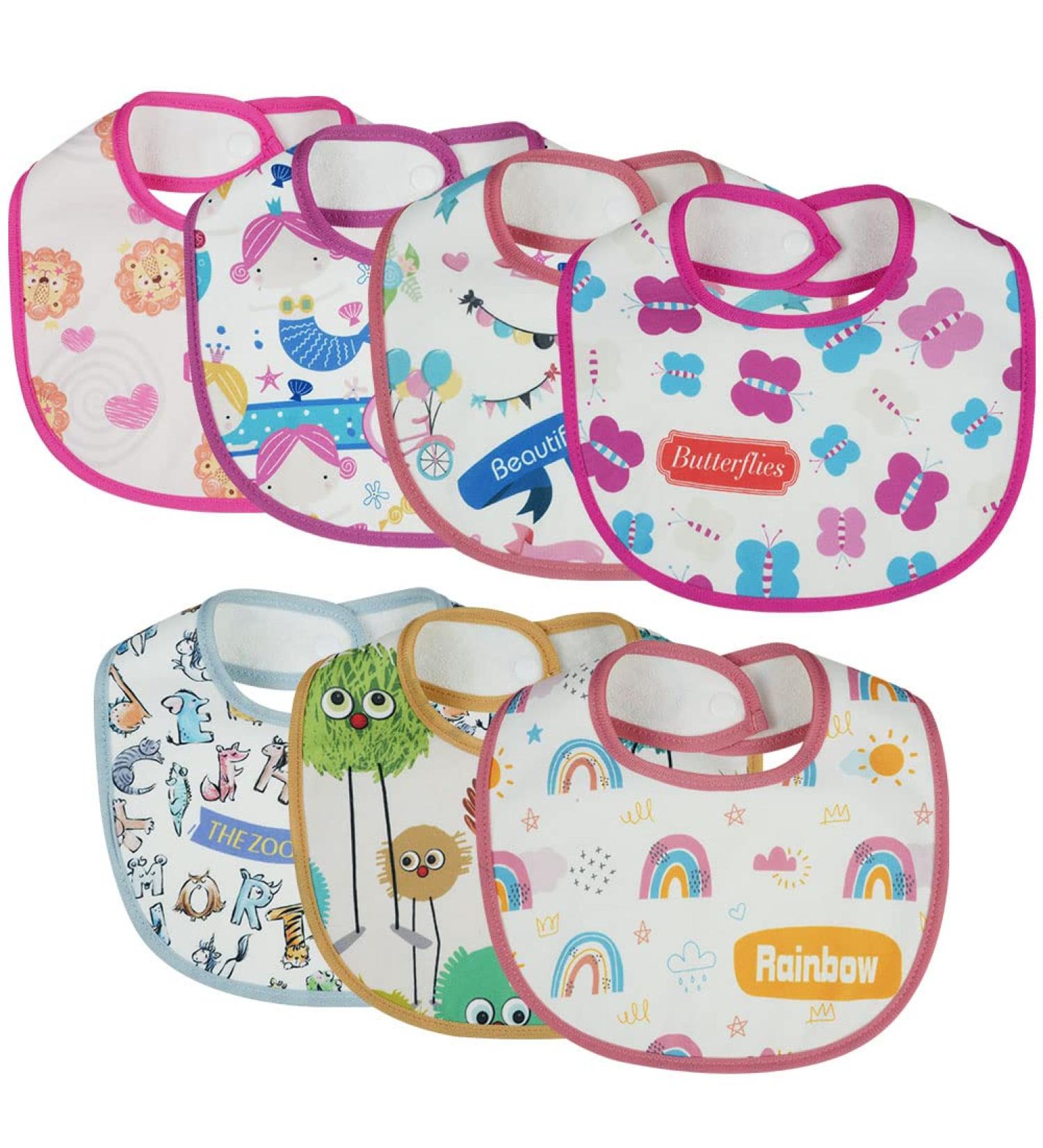 Vicloon Baby Bandana Dribble Bibs 7pcs - Teething Bibs for Boys and Girls | Soft & Absorbent Infant Bibs | Unisex Pink-white - Buy Online on GoSupps.com