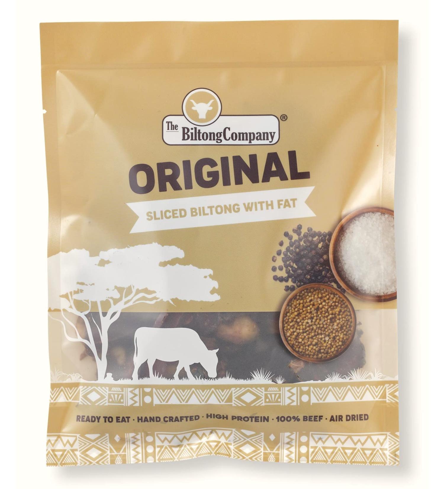 Biltong Sliced 250g - Original Flavour with Fat - Pack of 1 - Buy Online on GoSupps.com