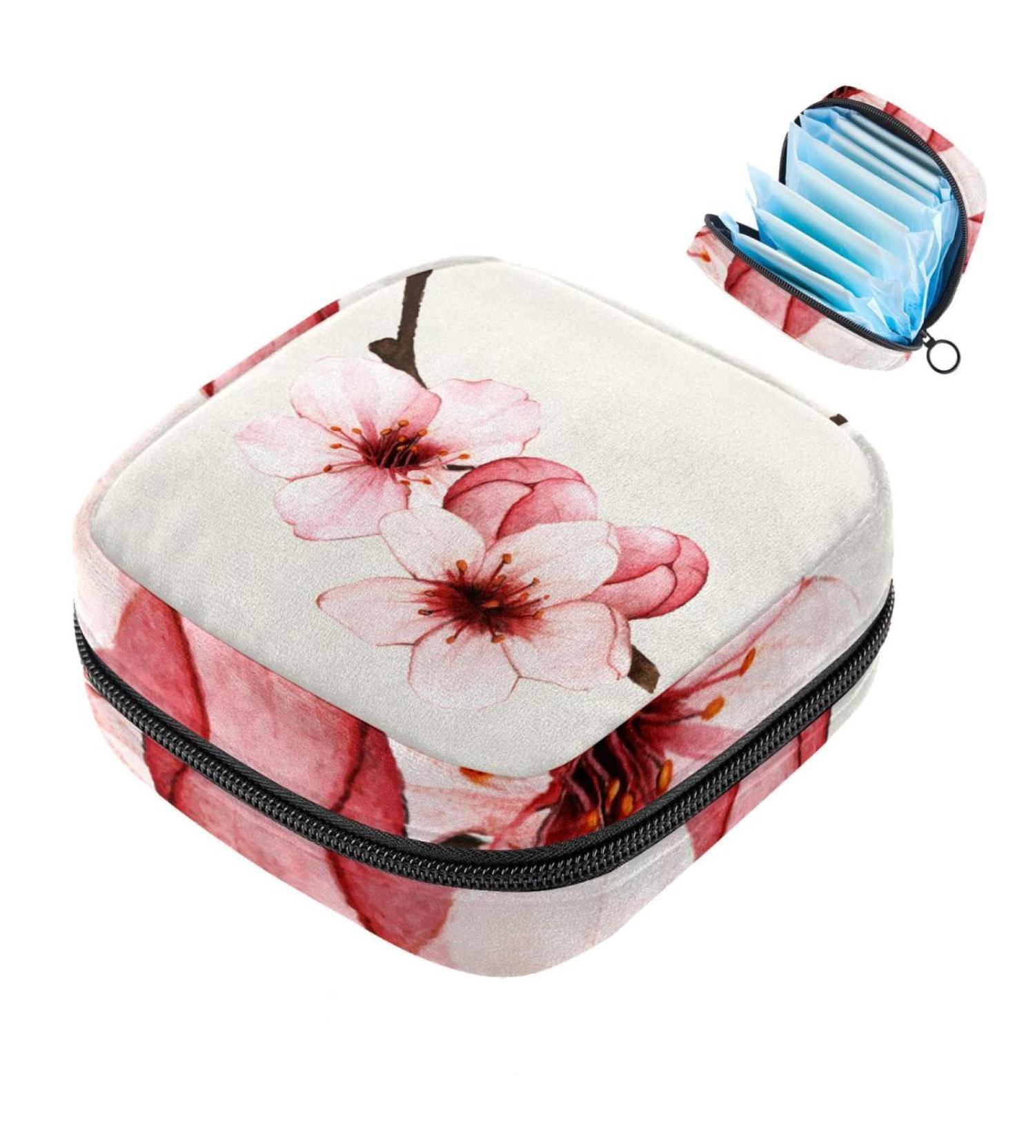 Women's Binding Storage Bags - Ink Cherry Blossom Flowers | Portable Menstrual Pad & Tampon Holders | Stylish Storage for Bandages | Multicolored | Ideal for School & Office - Buy Online on GoSupps.com