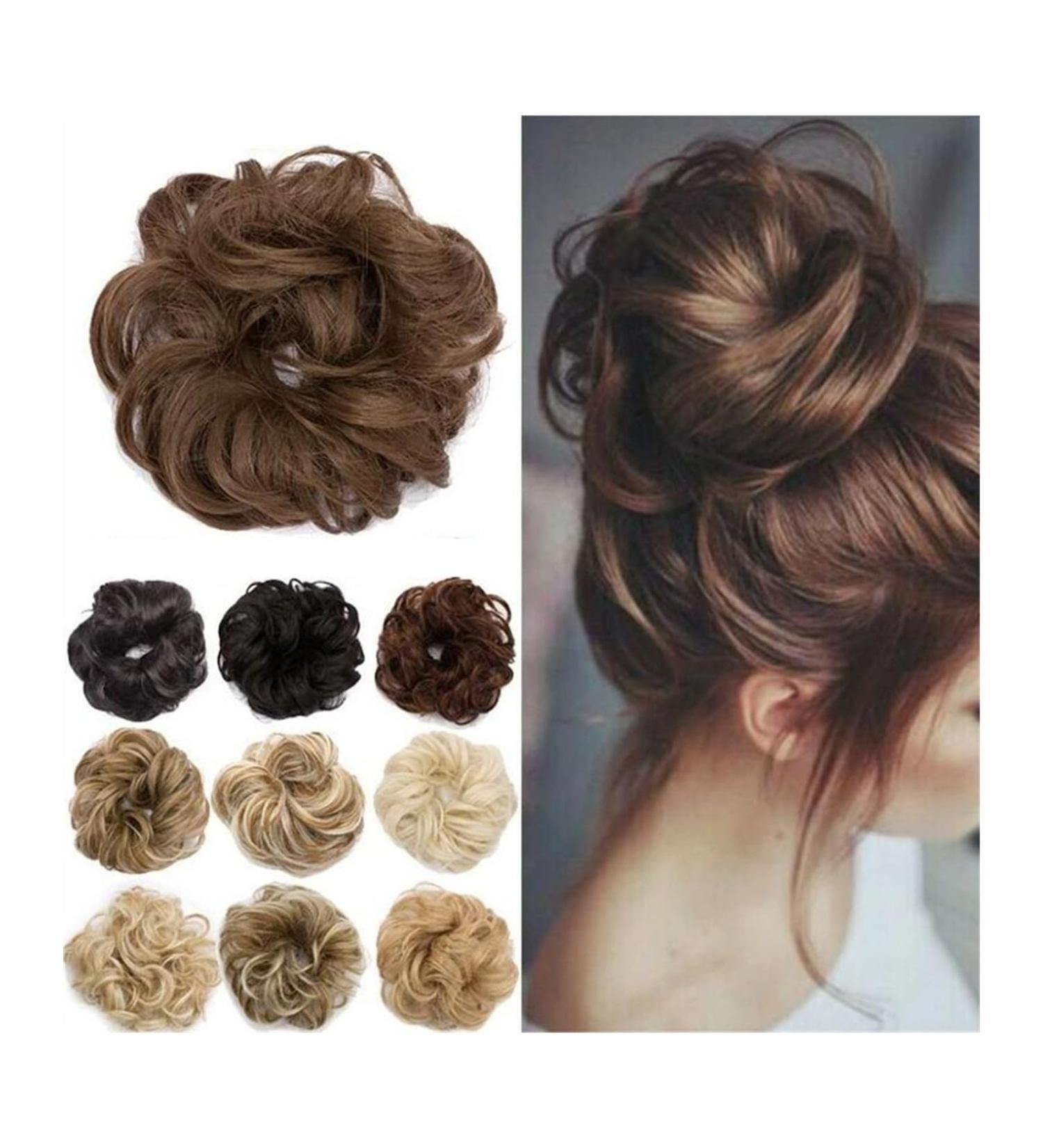 Human Hair Messy Buns Fake Wave Curly Hair Bun Extensions Messy Curly Ponytail Hairpiece Synthetic Elastic Hair Band Scrunchy Hair Bun Ponytail Extensions for Women Bun Hair Piece (Color : HT BUG) - Buy Online on GoSupps.com