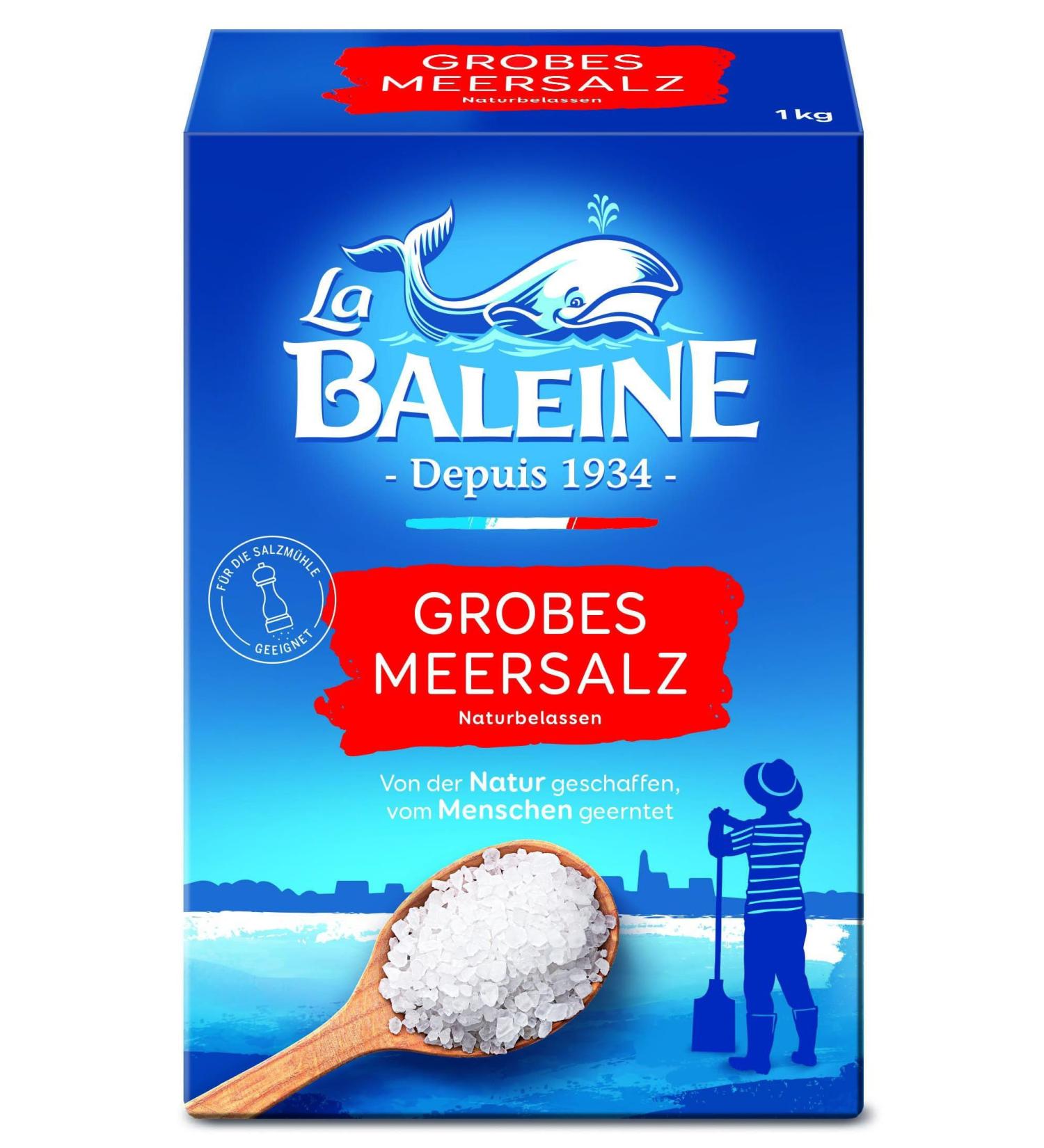 Buy La Baleine Coarse Sea Salt (1kg) - Eco-Friendly Cardboard Packaging | Premium Quality for Culinary Excellence - International Shipping Available - Buy Online on GoSupps.com